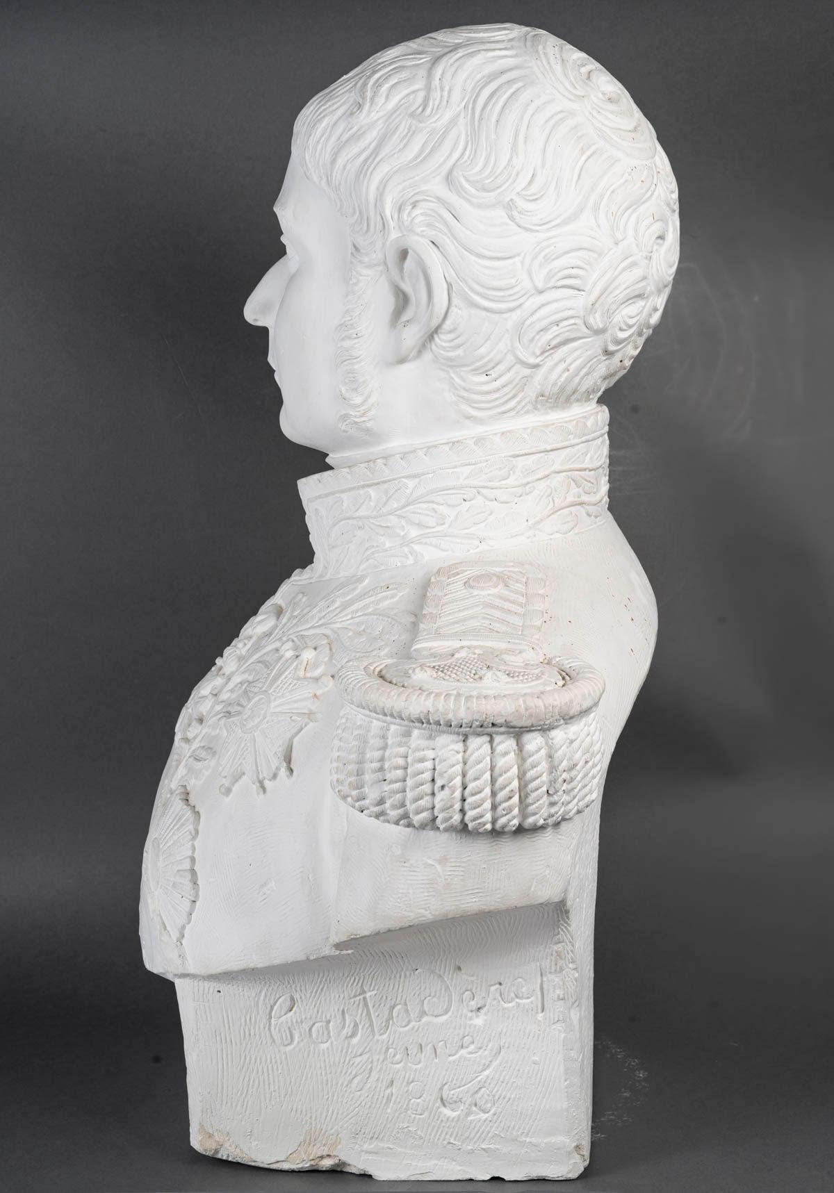 Large Plaster Sculpture Representing a Bust of Marshal Lannes (1769-1809). For Sale 2