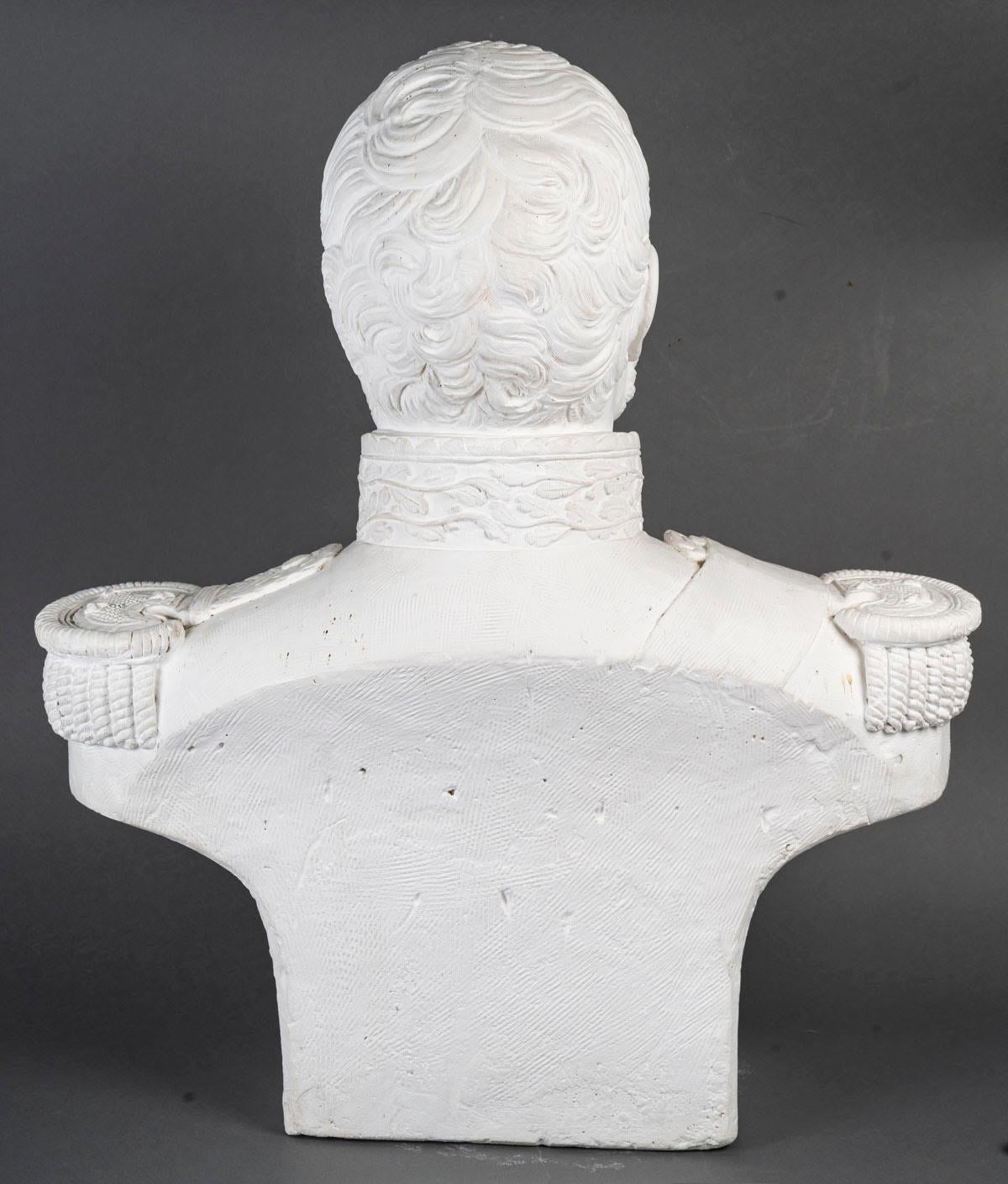 Large Plaster Sculpture Representing a Bust of Marshal Lannes (1769-1809). For Sale 3