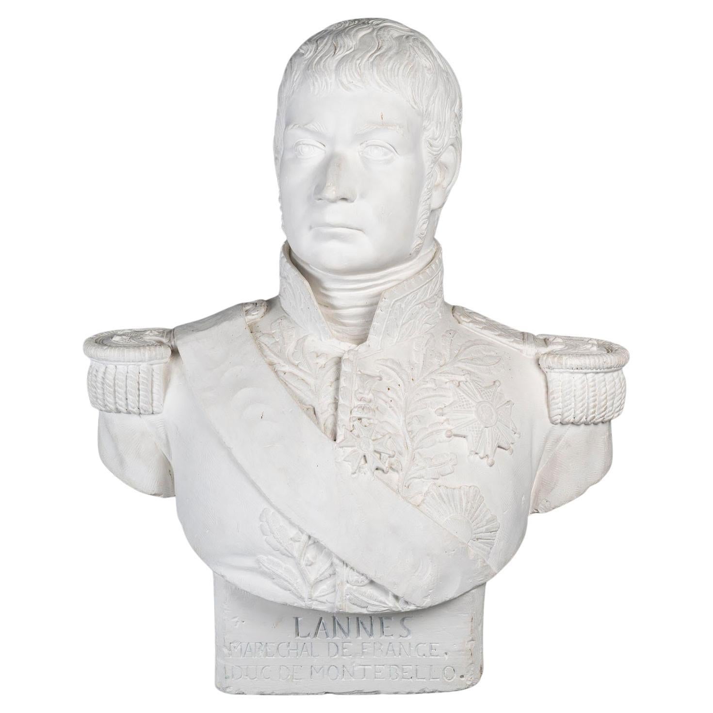 Large Plaster Sculpture Representing a Bust of Marshal Lannes (1769-1809). For Sale