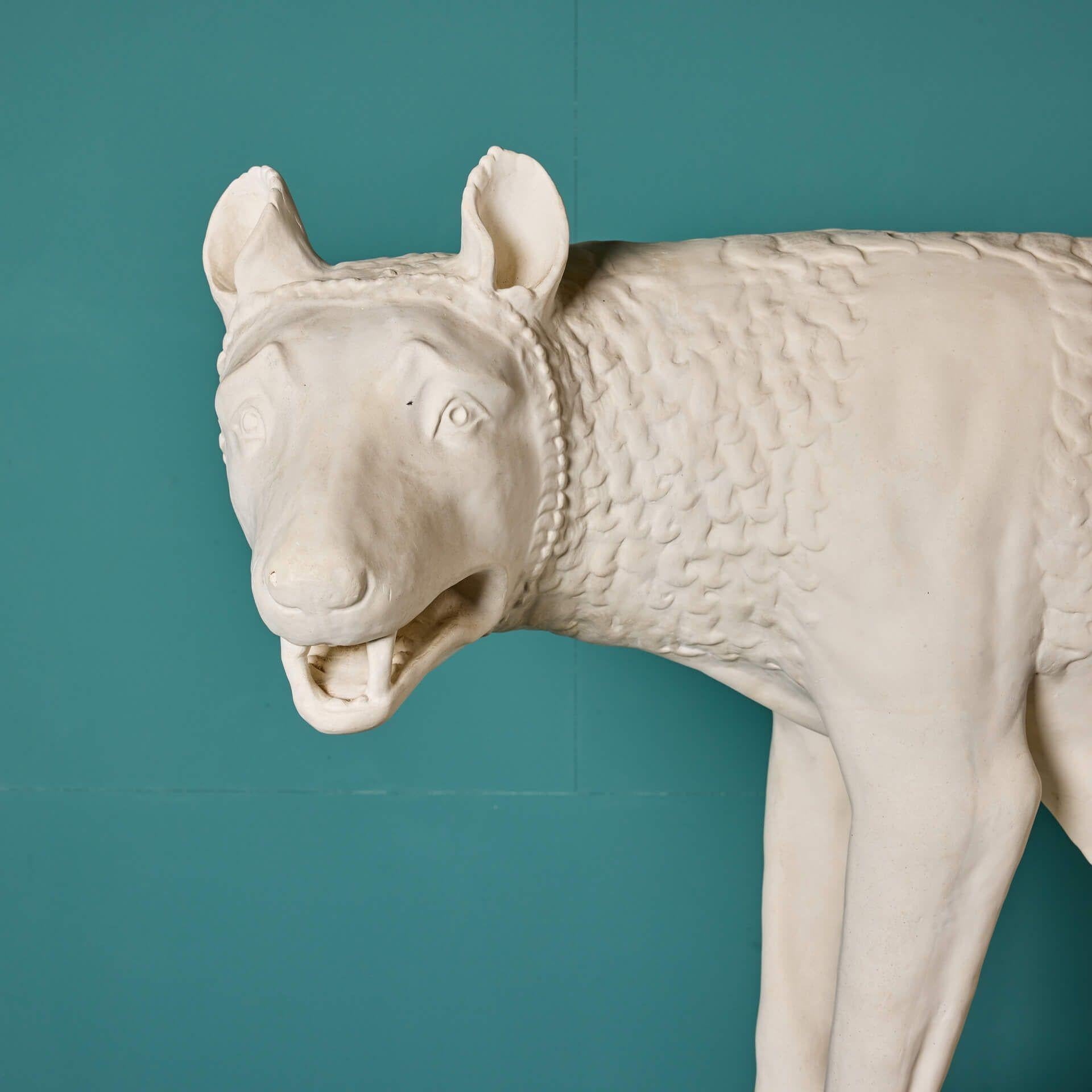 Neoclassical Large Plaster Statue of the Capitoline Wolf For Sale