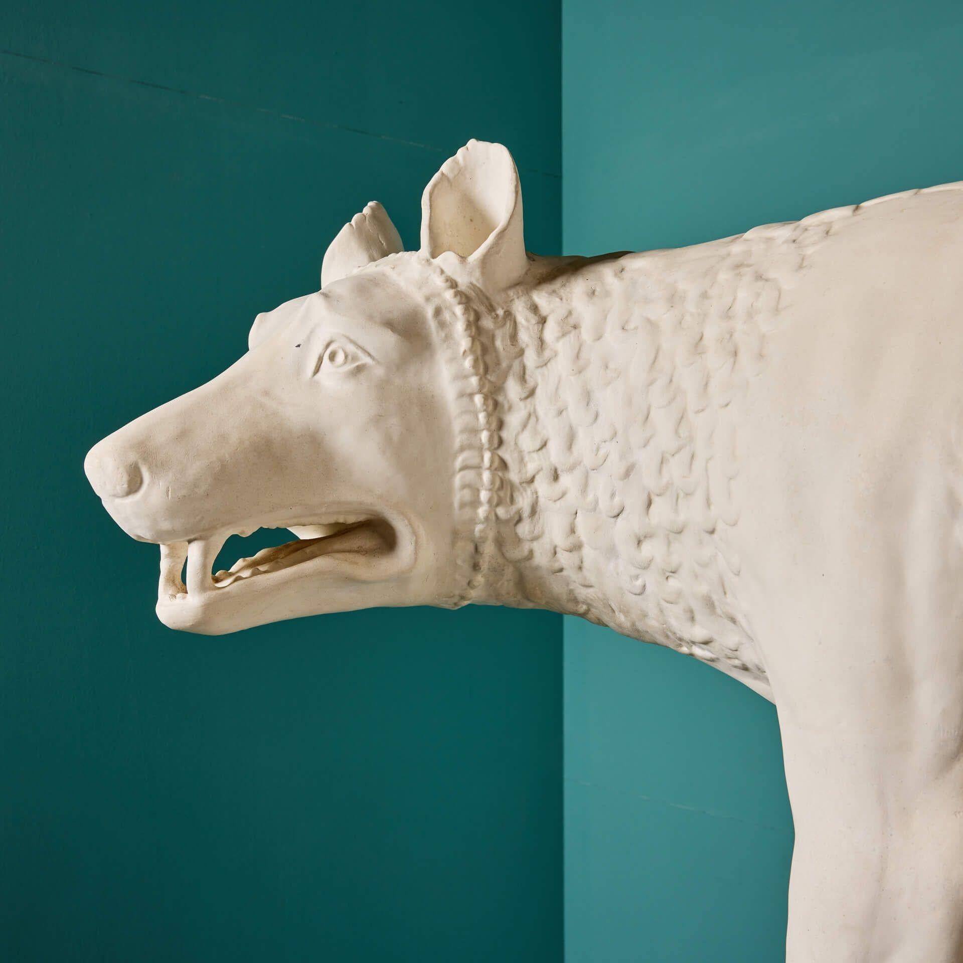 Large Plaster Statue of the Capitoline Wolf In Fair Condition For Sale In Wormelow, Herefordshire