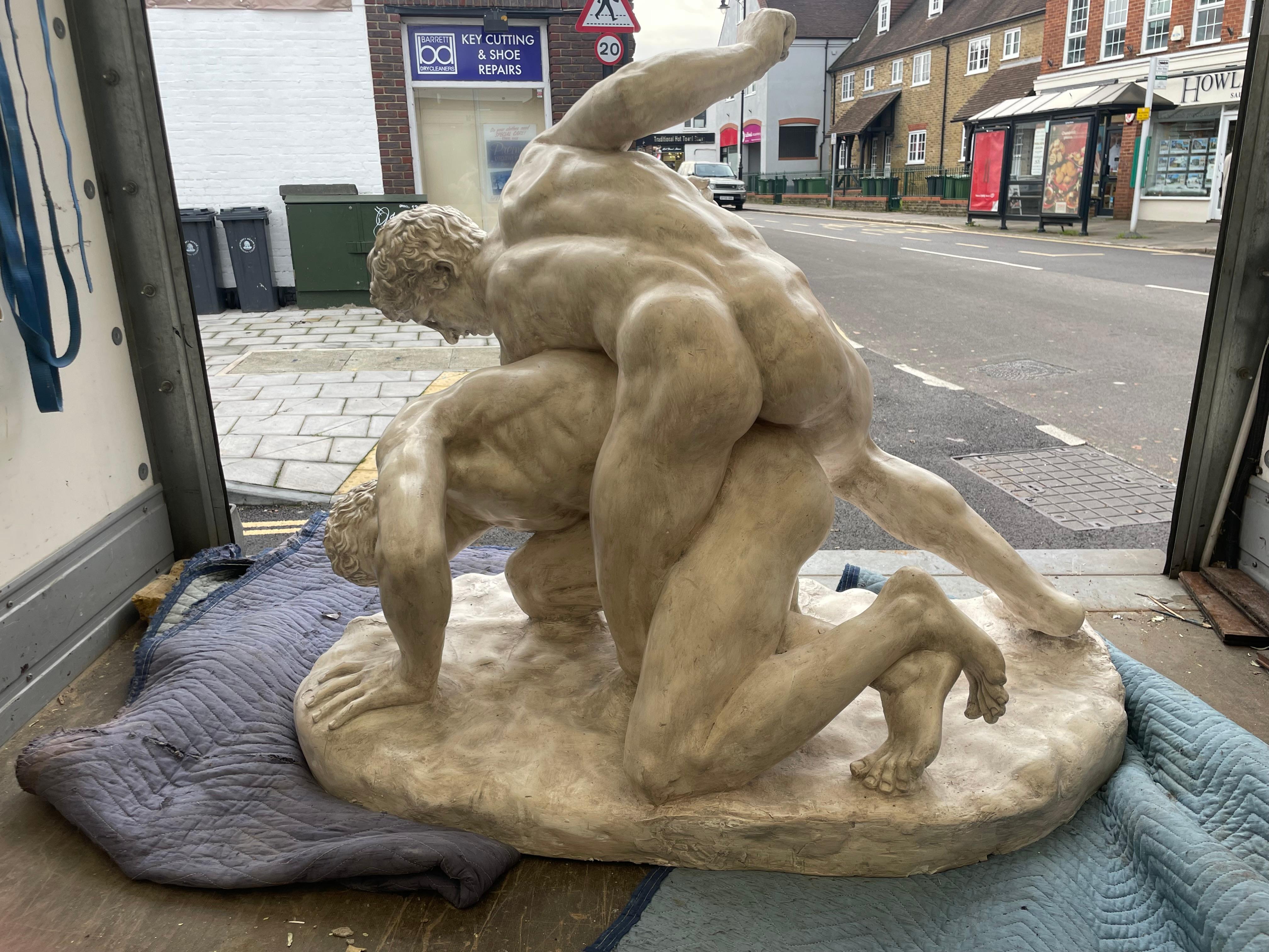 Molded Large Plaster statue of the 'Wrestlers