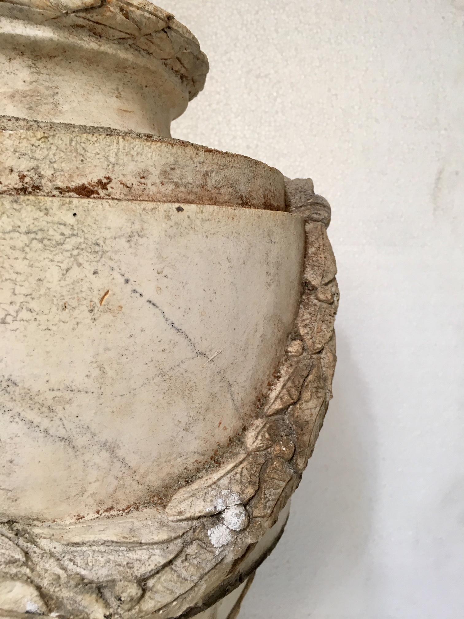 Neoclassical Revival Large Plaster Vase Antique Style