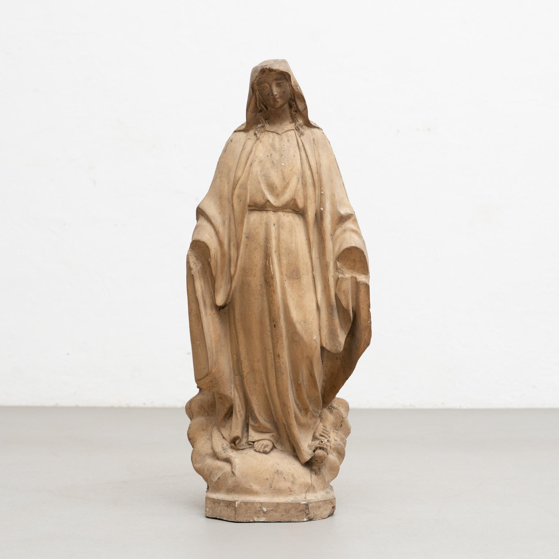 Modern Large Plaster Virgin Traditional Figure, circa 1950 For Sale