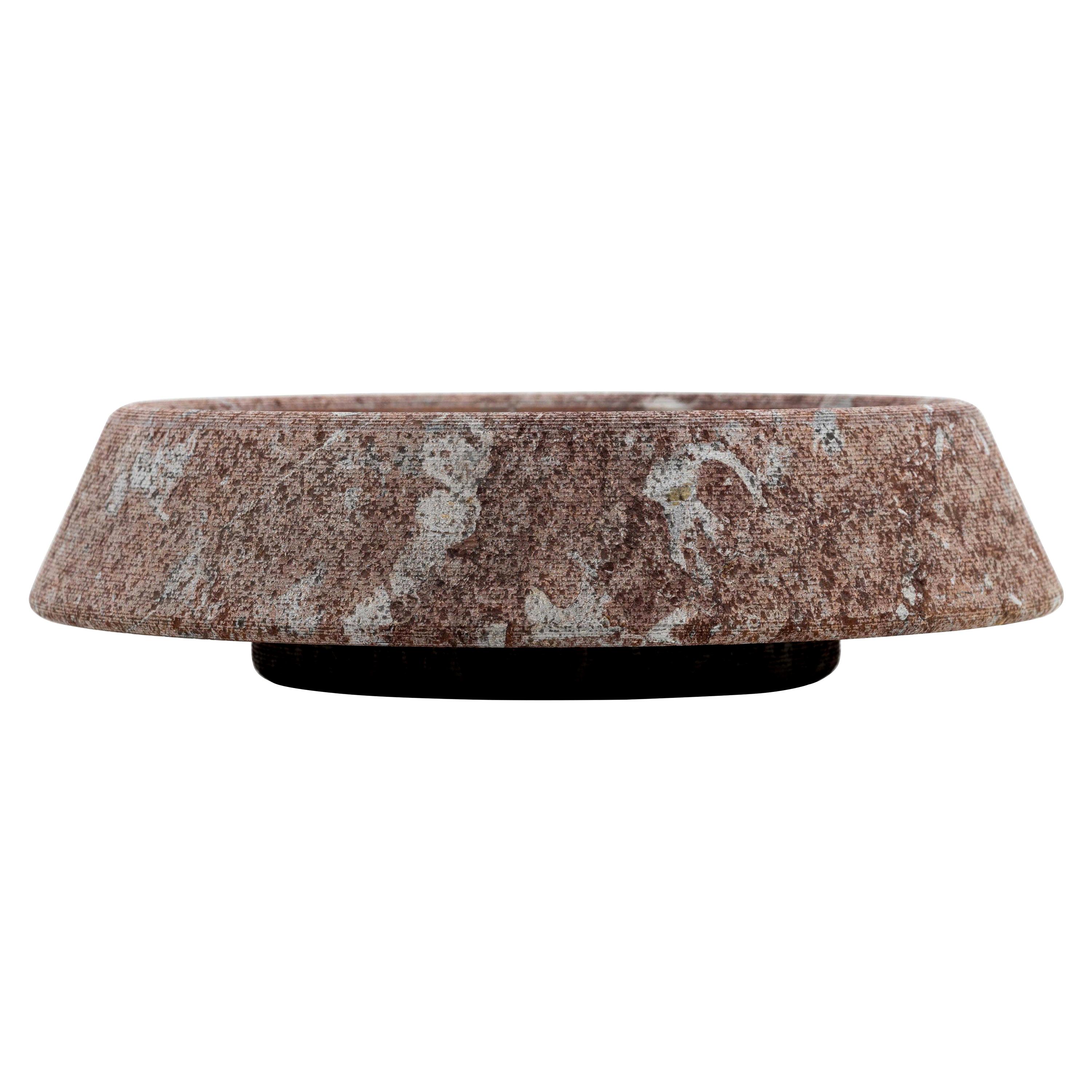 Large "Plata" Red Bilbao Limestone Centerpiece, G. Cacciatori for Up & Up, 1970s For Sale