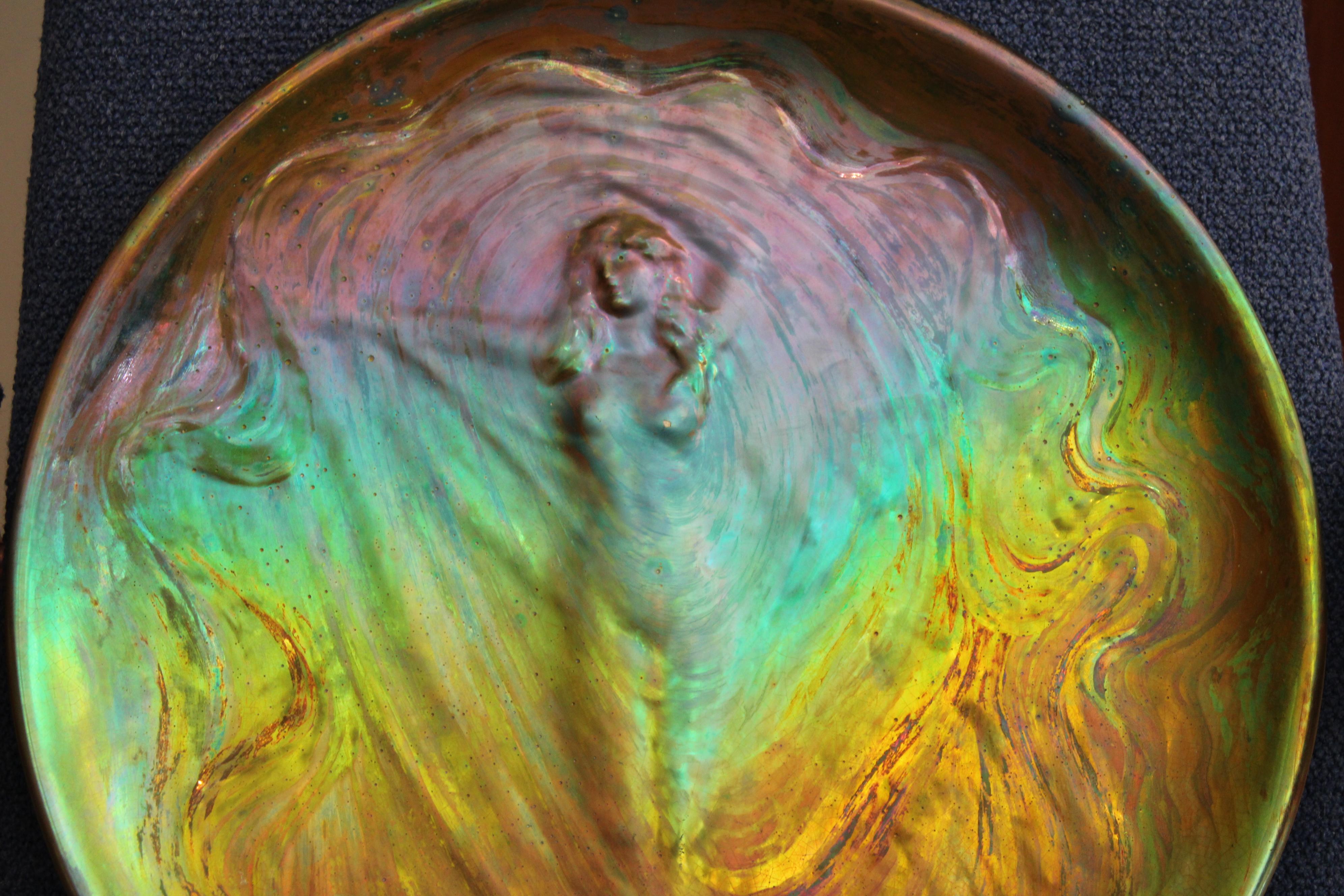 French Large plate by Clément Massier, France, circa 1900