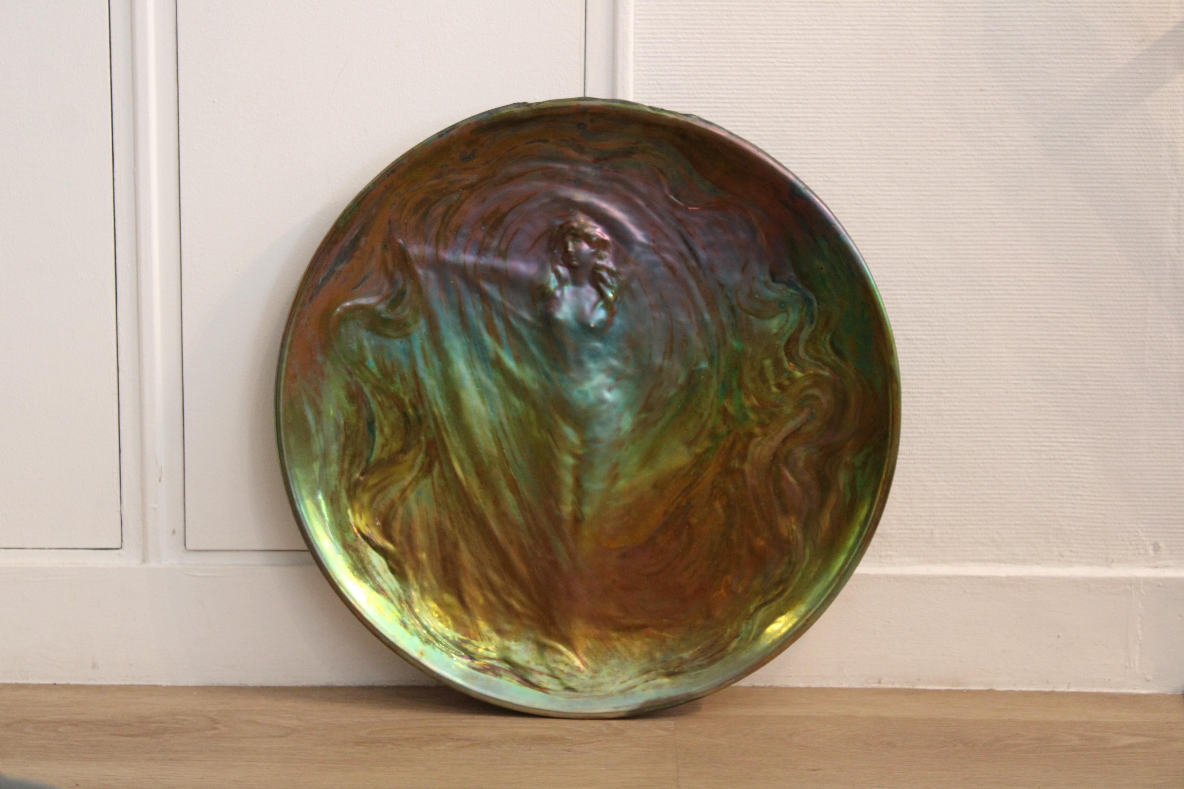 20th Century Large plate by Clément Massier, France, circa 1900