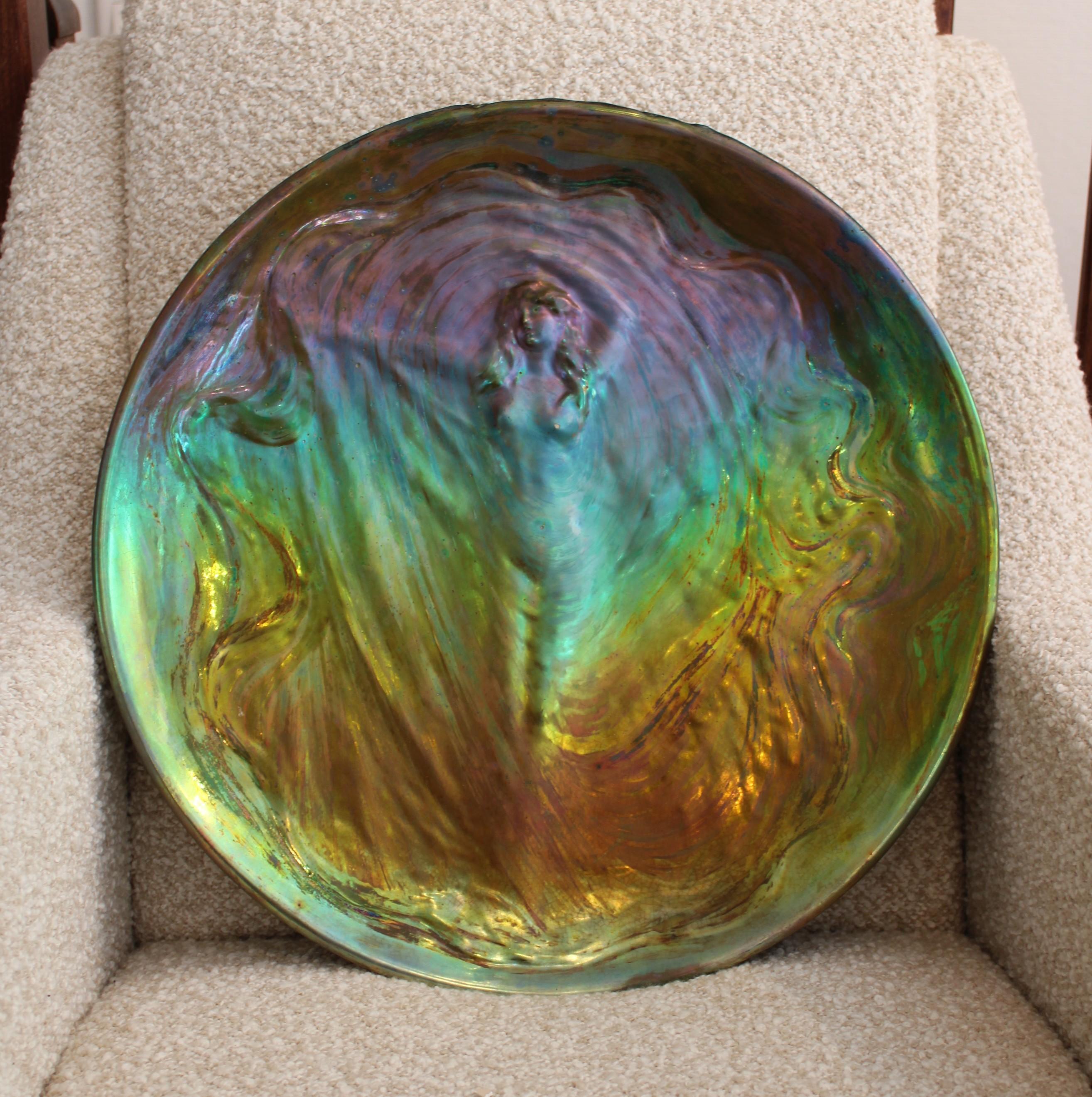 Ceramic Large plate by Clément Massier, France, circa 1900
