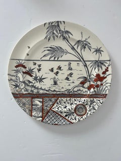 Large Plate by Gildea & Walker Melbourne pat'n pottery, Aesthetic movement 1881