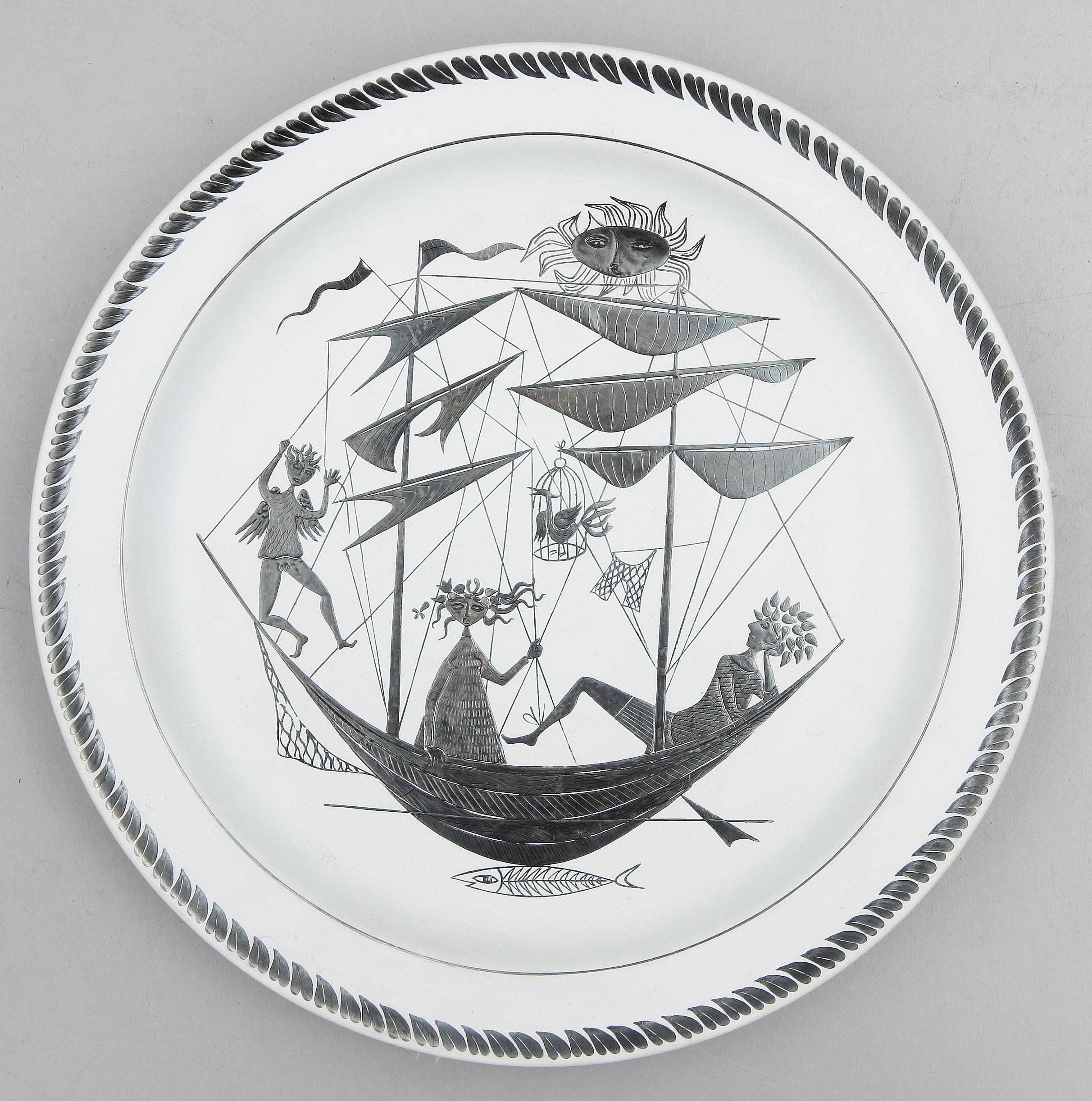 Silver Large Plate by Stig Lindberg 