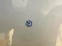 Large Plate Painted Coastal Views, Rare Centerpiece Signet Antonio Rossi