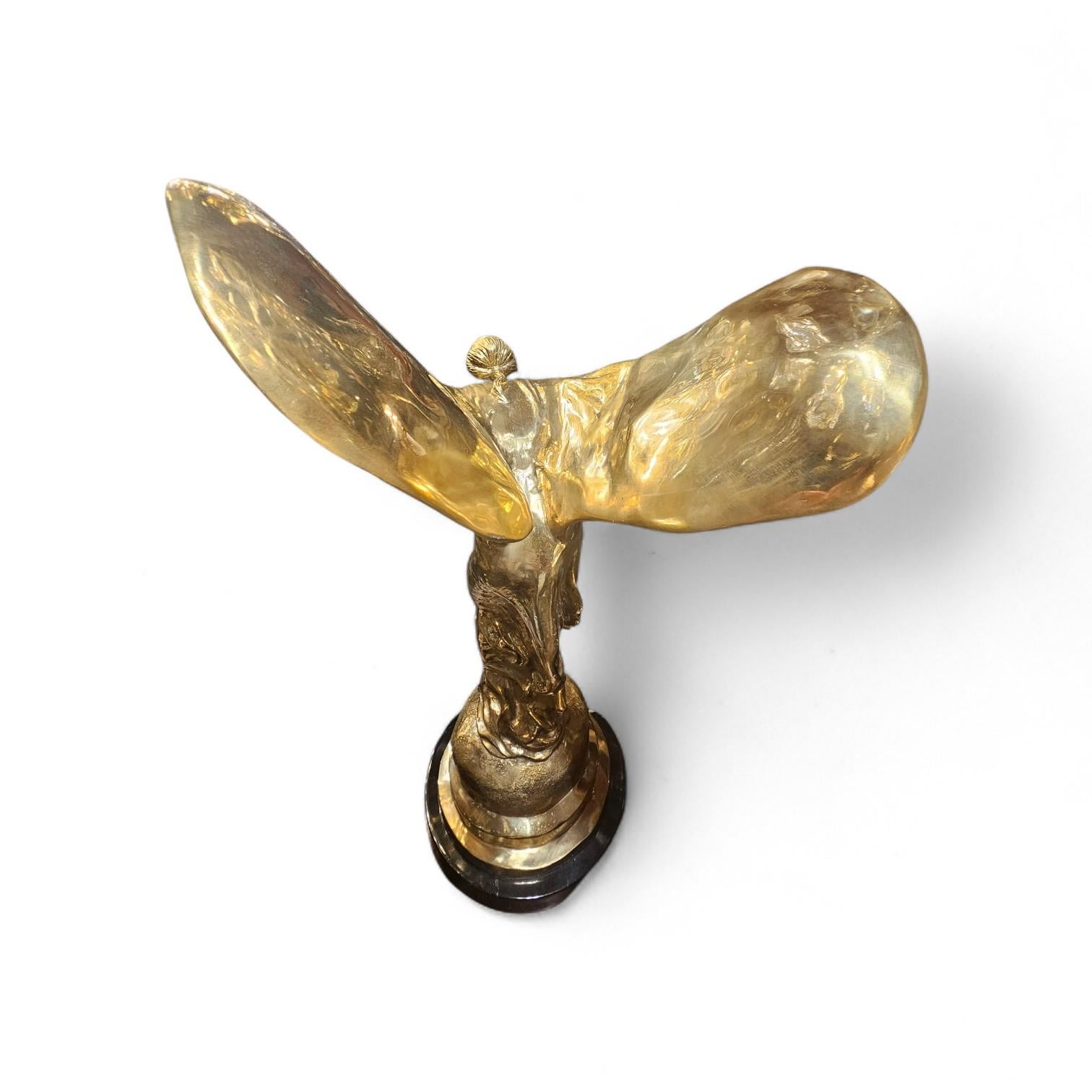 Large Magnificent plated Flying Lady on Marble Base
After the Rolls Royce Mascot
In the Charles Sykes Manner
Spirit of Ecstasy
Very Striking
