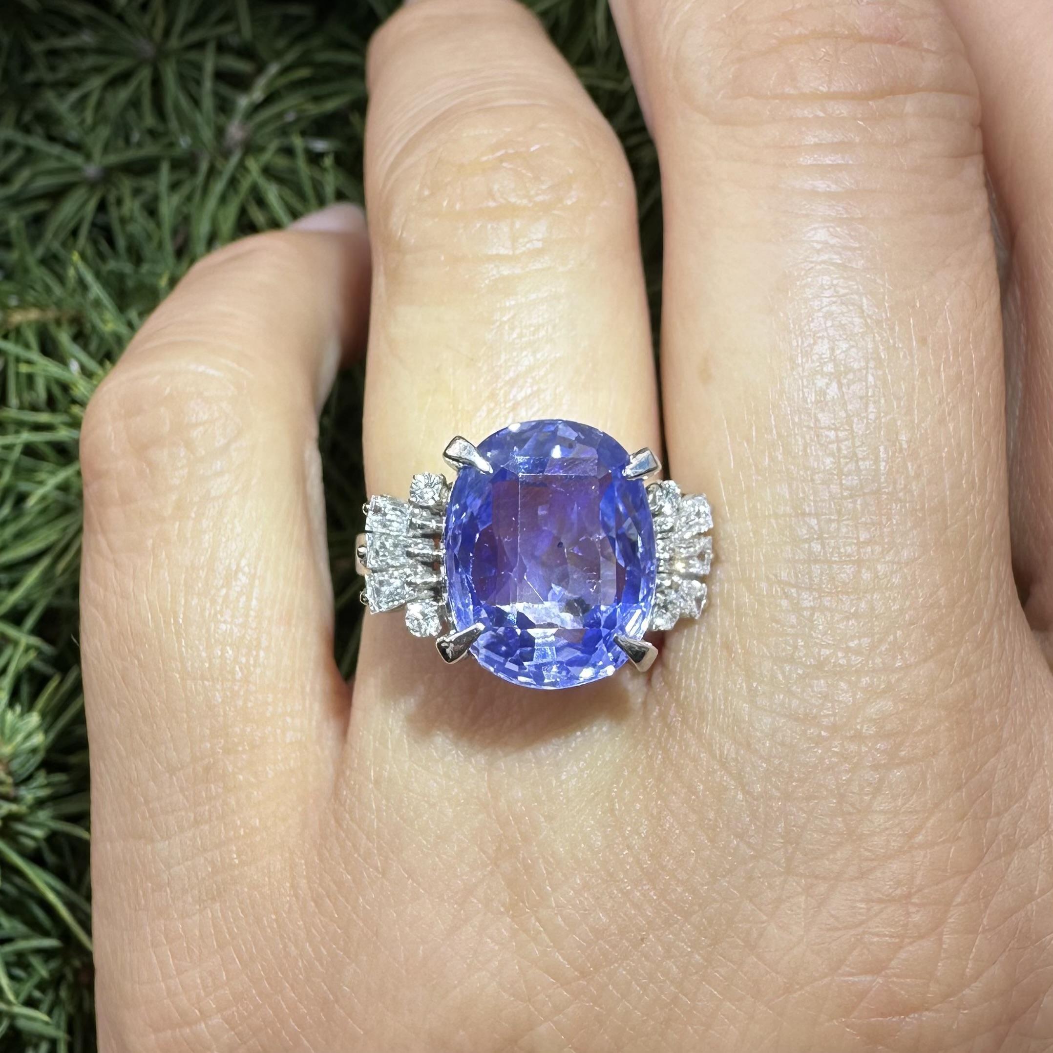 Grande anello in platino con diamante zaffiro di Ceylon senza calore GIA da 8,31 ct. in vendita 5