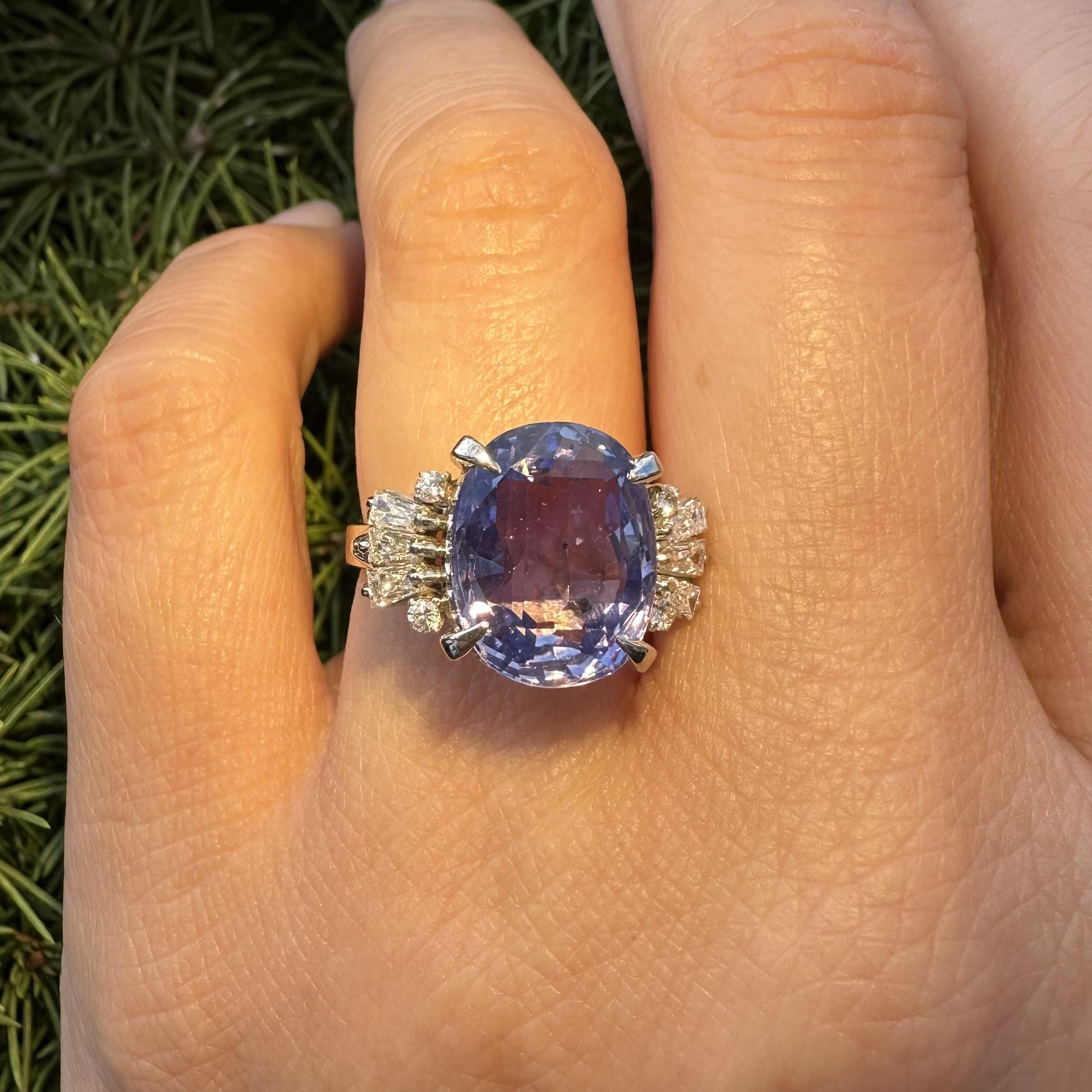 Grande anello in platino con diamante zaffiro di Ceylon senza calore GIA da 8,31 ct. in vendita 6