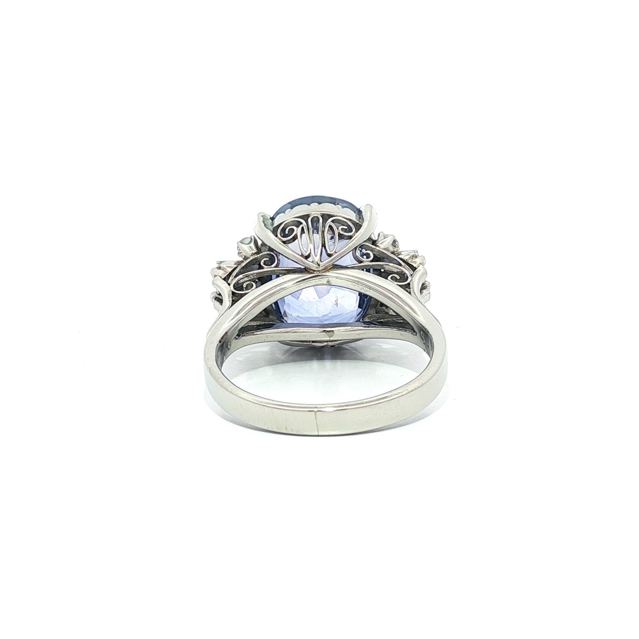 Grande anello in platino con diamante zaffiro di Ceylon senza calore GIA da 8,31 ct. in vendita 7