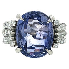 Large Platinum 8.31ctw GIA No Heat Ceylon Color Change Sapphire Diamond Ring