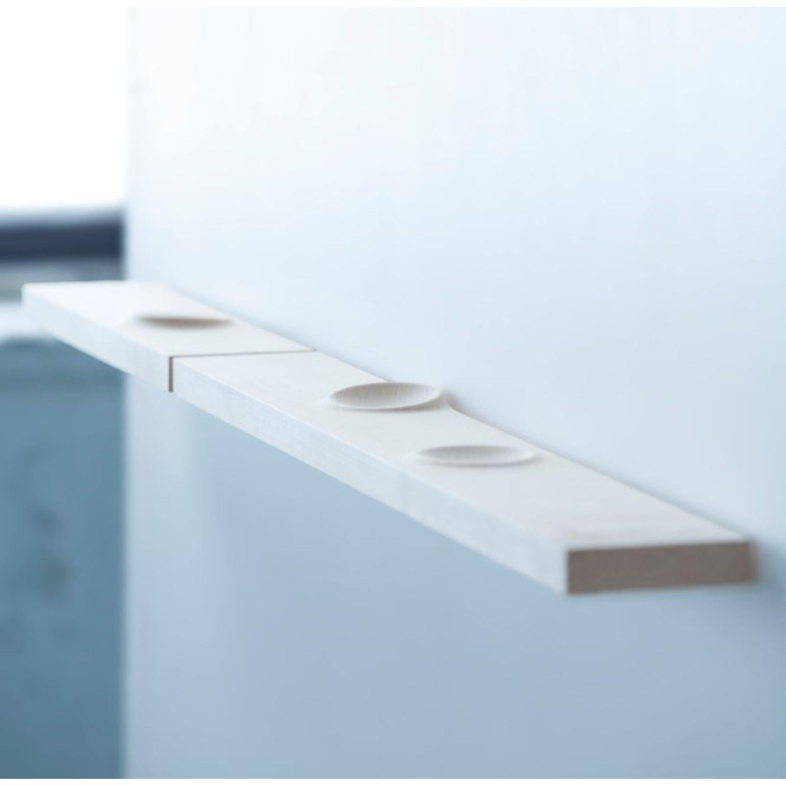 Large plato shelf by Antrei Hartikainen
Materials: maple, natural oil mix
Dimensions: W 75, D 10, H 3,5 cm

Also available: different sizes. 

The surface of the moon is the inspiration for the plato shelf unit with. Keys, jewelry and other