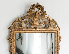 Large Playful Louis XVI Trumeau Mirror with Birds