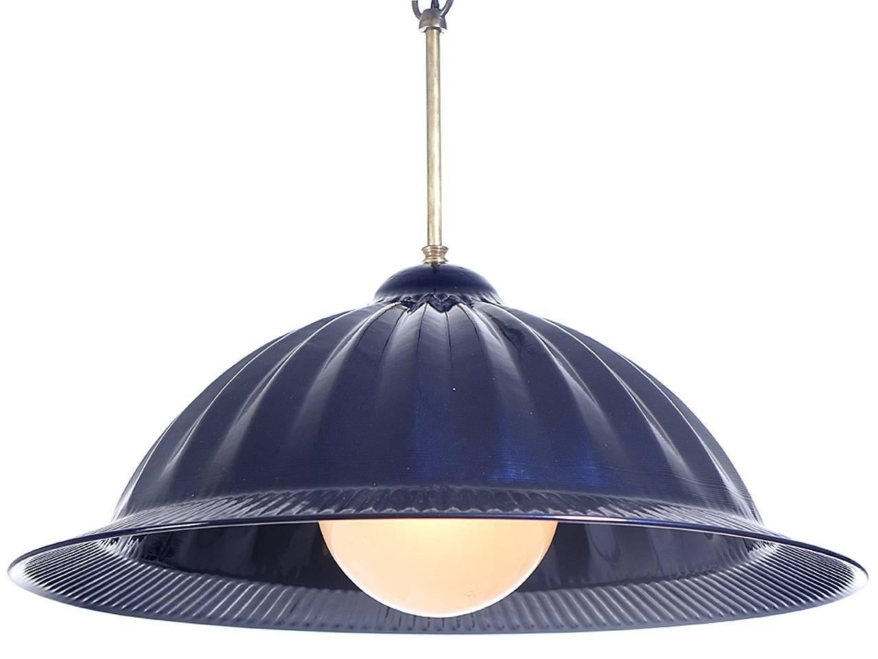 Industrial Large Pleated Cobalt Blue Dome For Sale