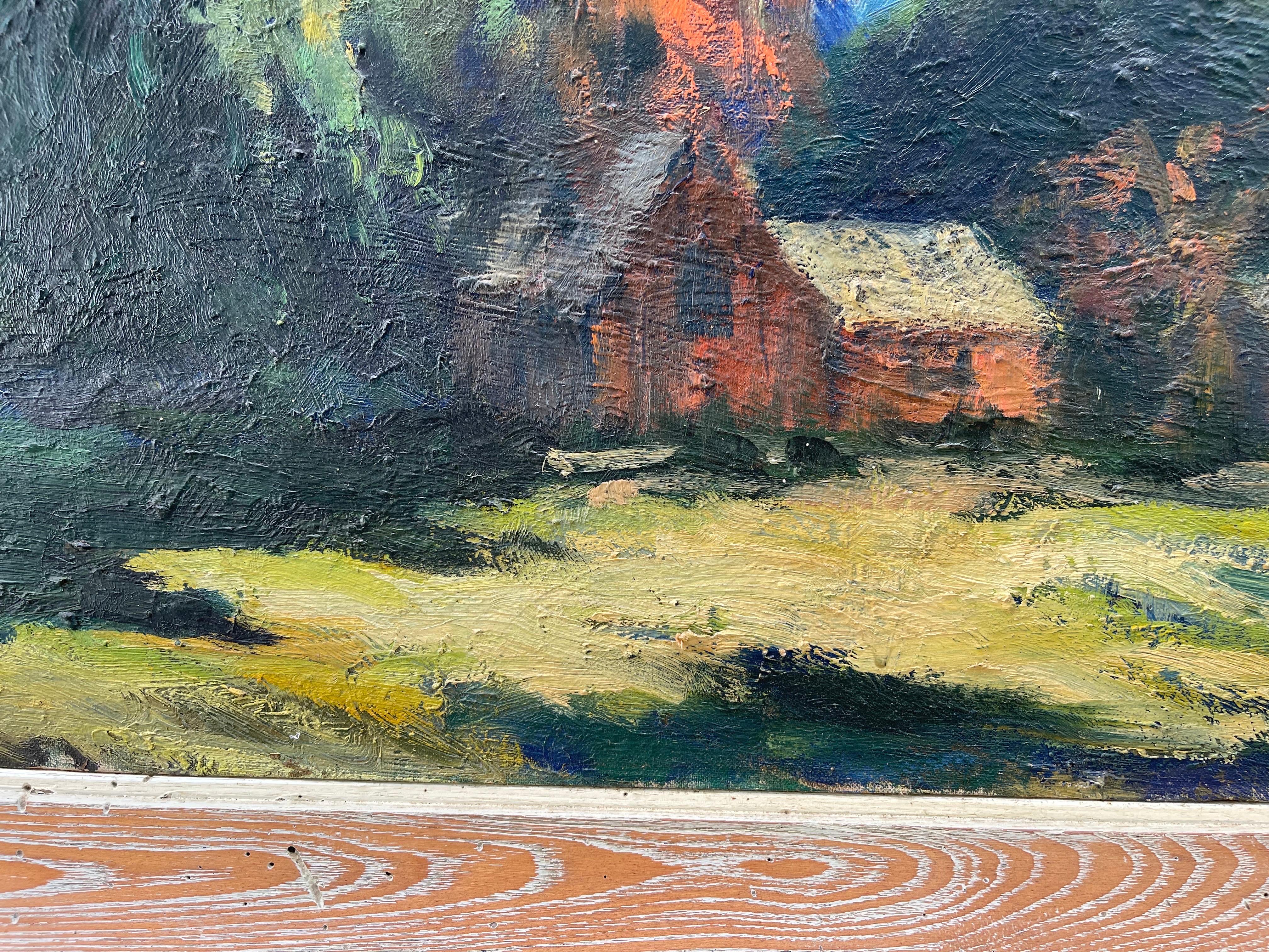 American Large Plein Air Painting on Board For Sale