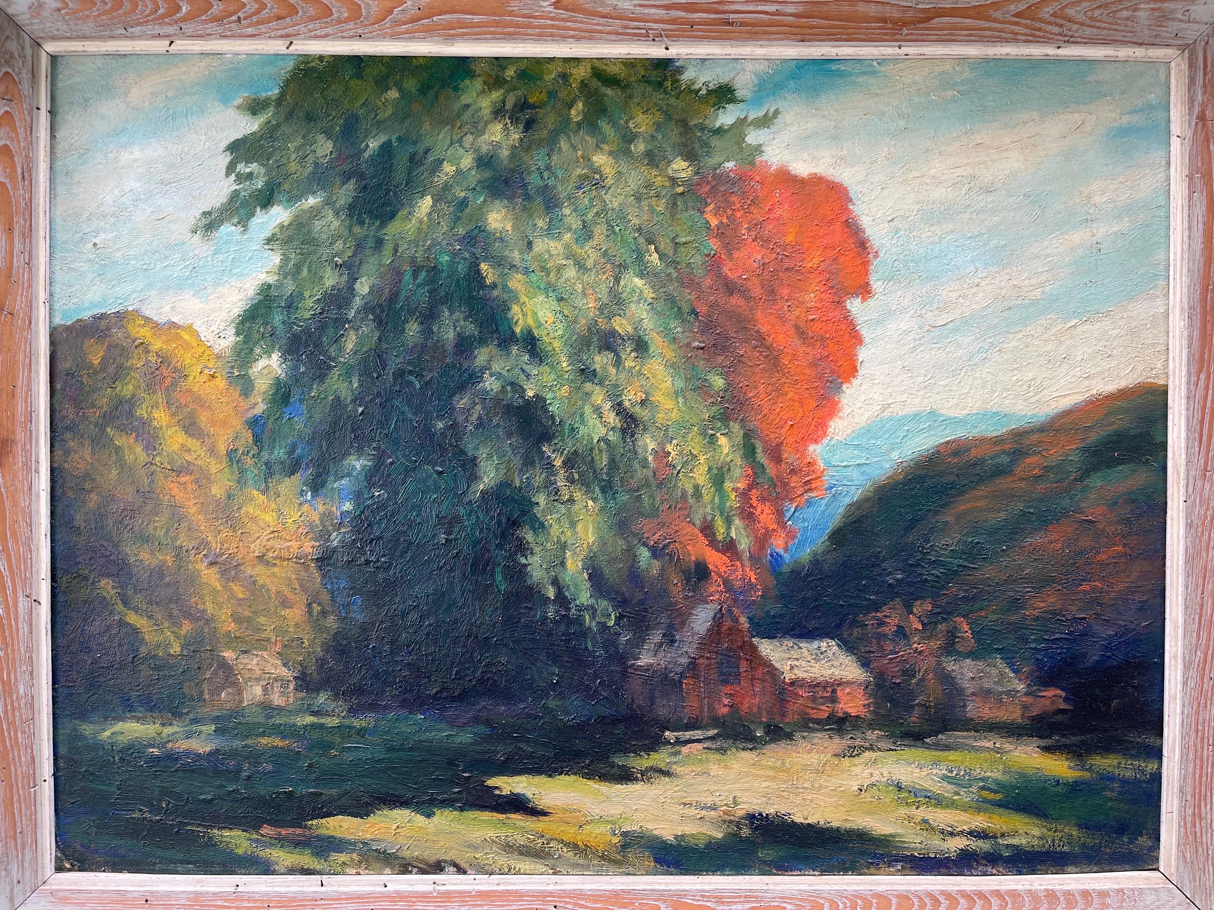 Large Plein Air Painting on Board In Good Condition For Sale In Redding, CT