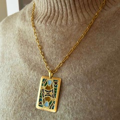 Large Plique-à-Jour and 18 Karat Gold Queen of Hearts Pendant