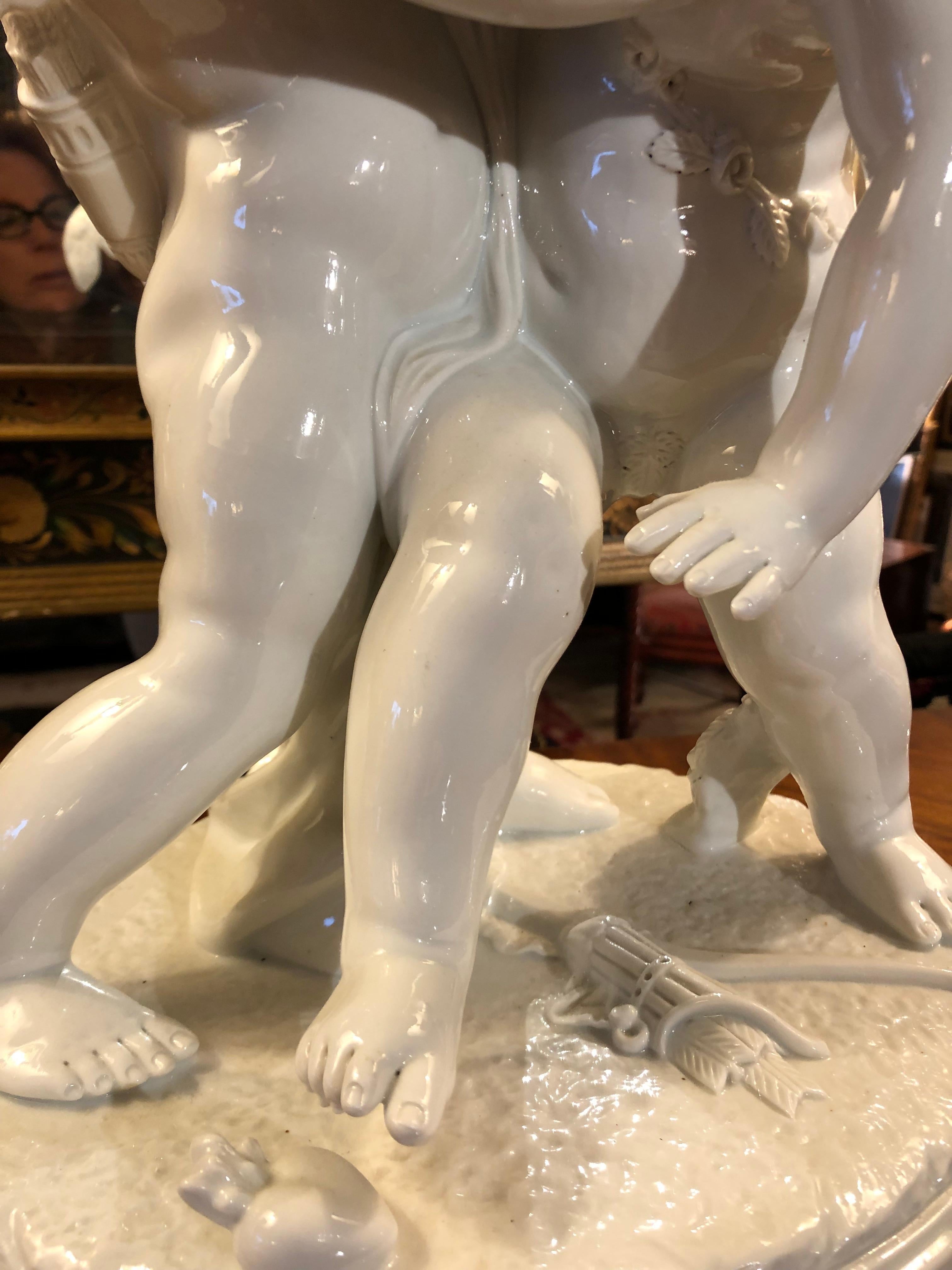 Large Poetic Porcelain Sculpture of Two Putti In Good Condition For Sale In Hopewell, NJ