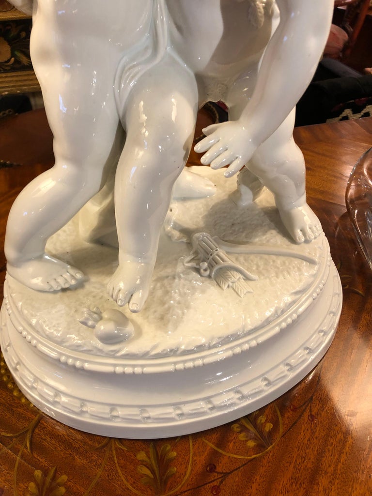 Large Poetic Porcelain Sculpture of Two Putti For Sale at 1stDibs