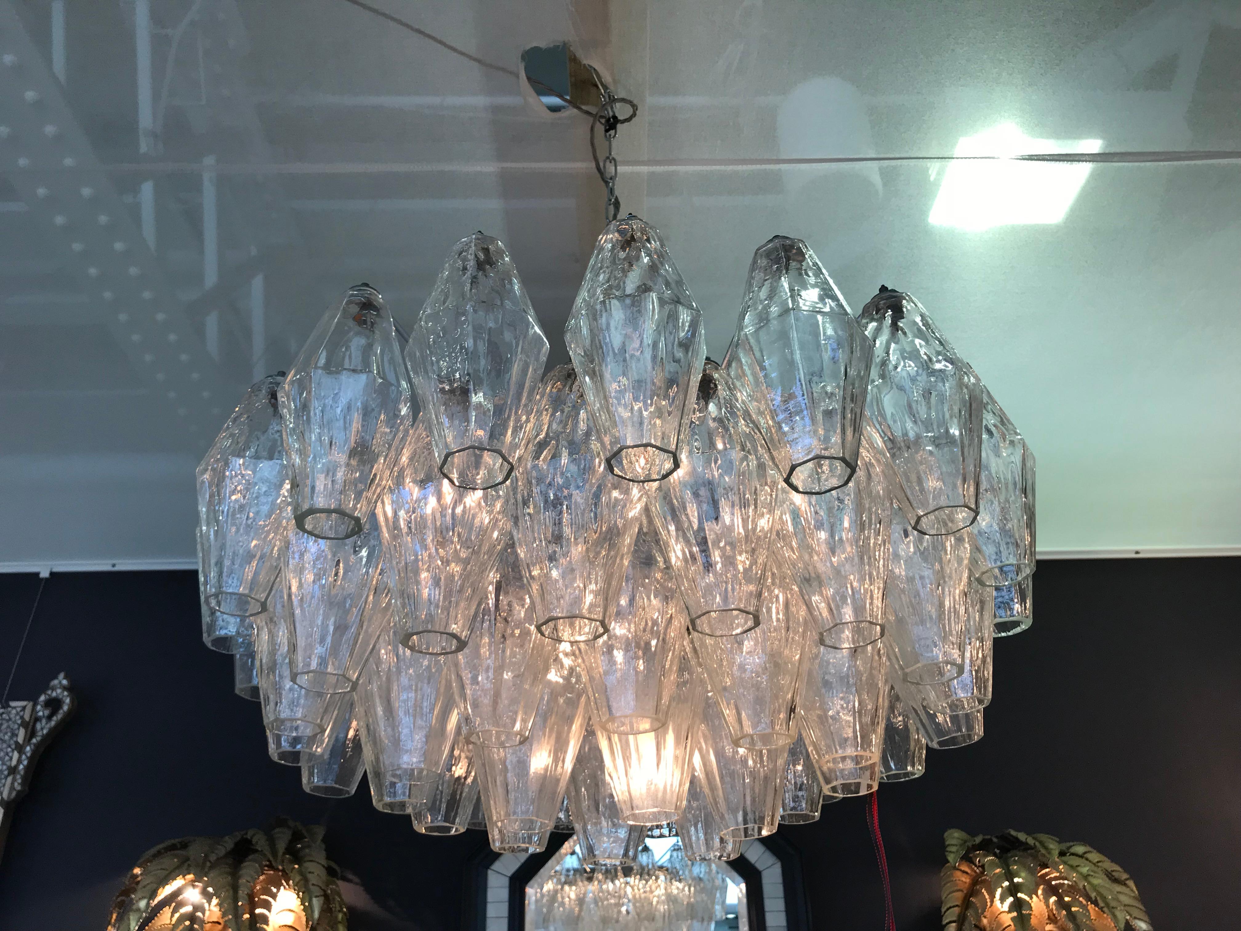 Metal Large Poliedri Chandelier by Carlo Scarpa for Venini