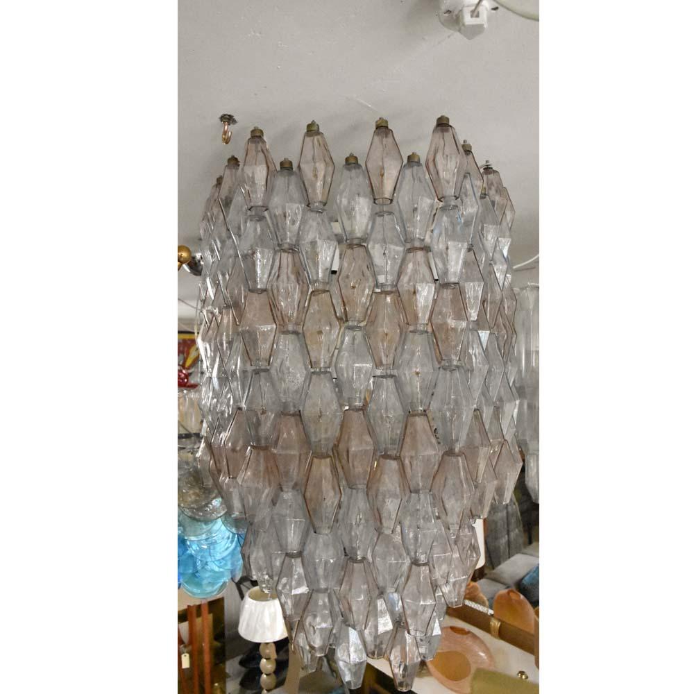Large Poliedri Clear and Pale Blue Ceiling Light by Carlo Scarpa for Venini For Sale 3
