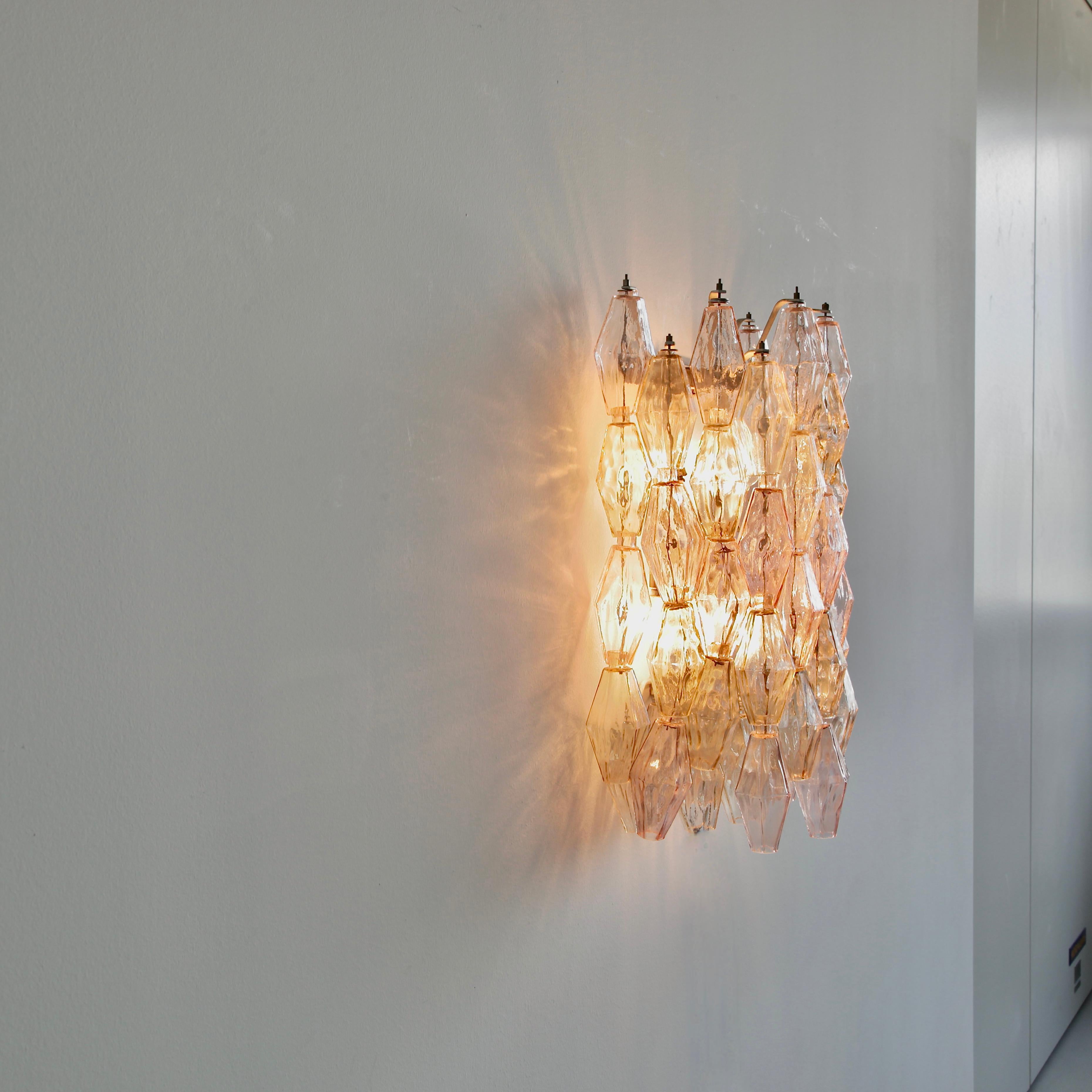Mid-20th Century Large Poliedri Glass Wall Sconce by Produced by Venini, 1960's