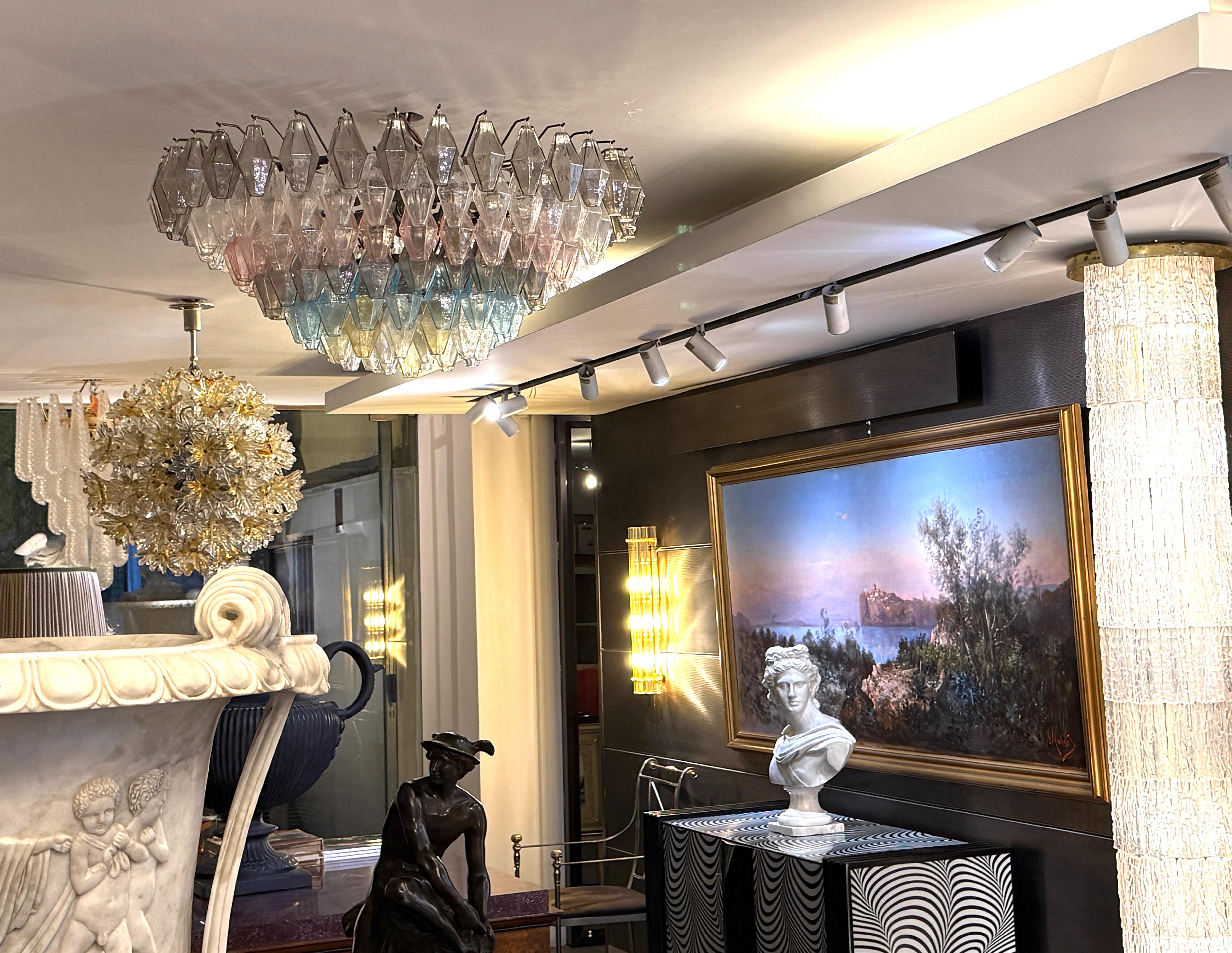 Grand Poliedri Multicolore  Chandelier ou plafonnier en verre de Murano en vente 3