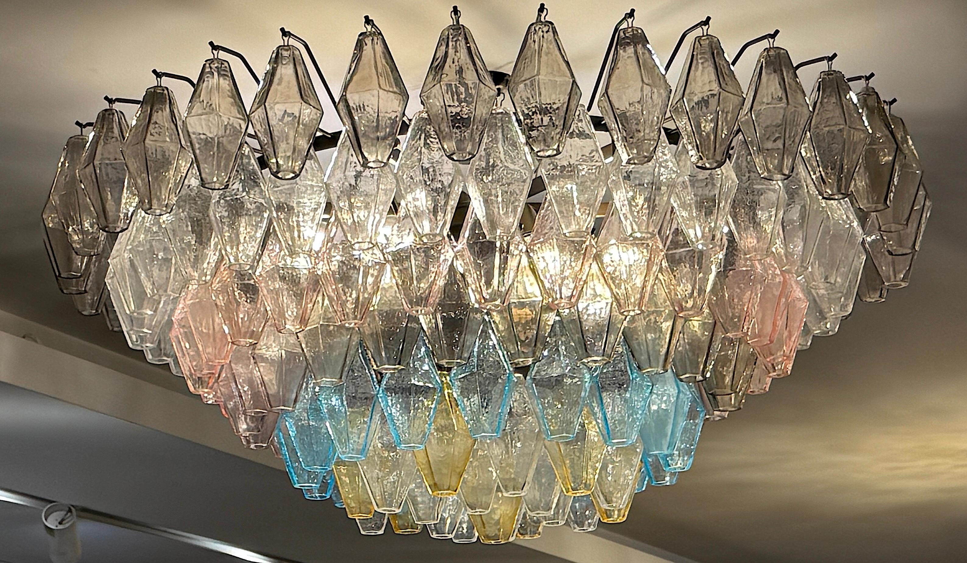 Grand Poliedri Multicolore  Chandelier ou plafonnier en verre de Murano en vente 5