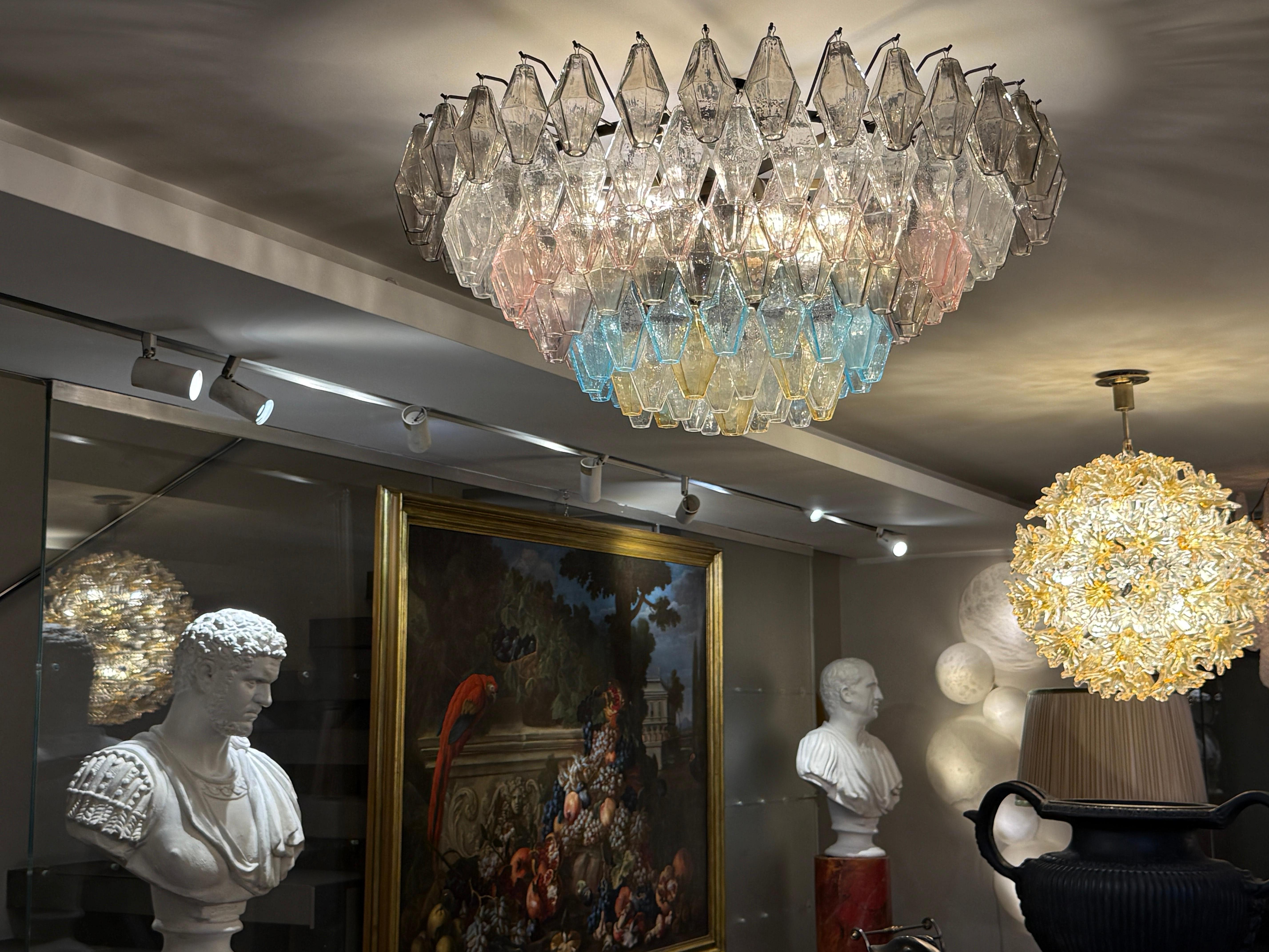 Grand Poliedri Multicolore  Chandelier ou plafonnier en verre de Murano en vente 6