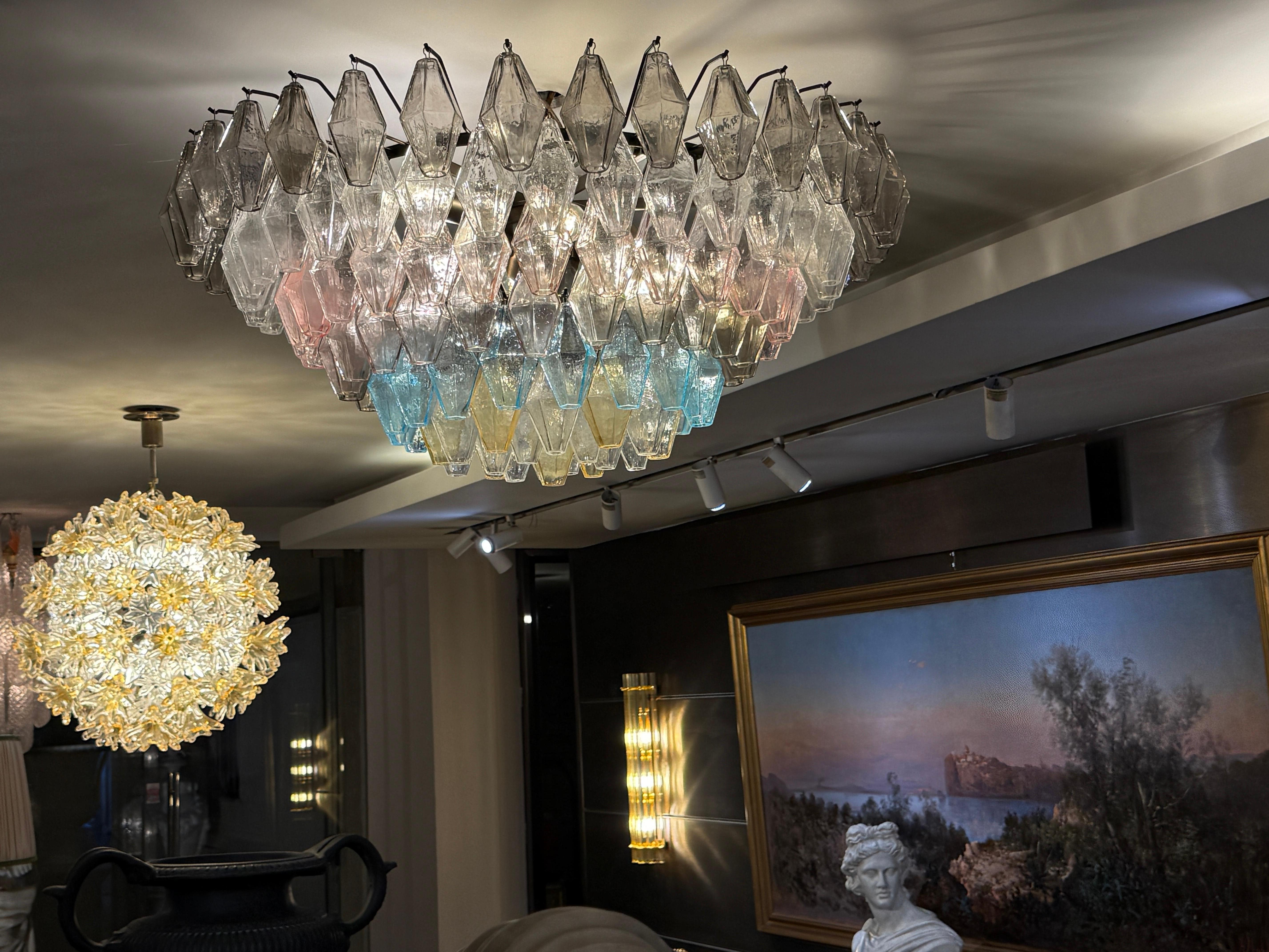 Grand Poliedri Multicolore  Chandelier ou plafonnier en verre de Murano en vente 7