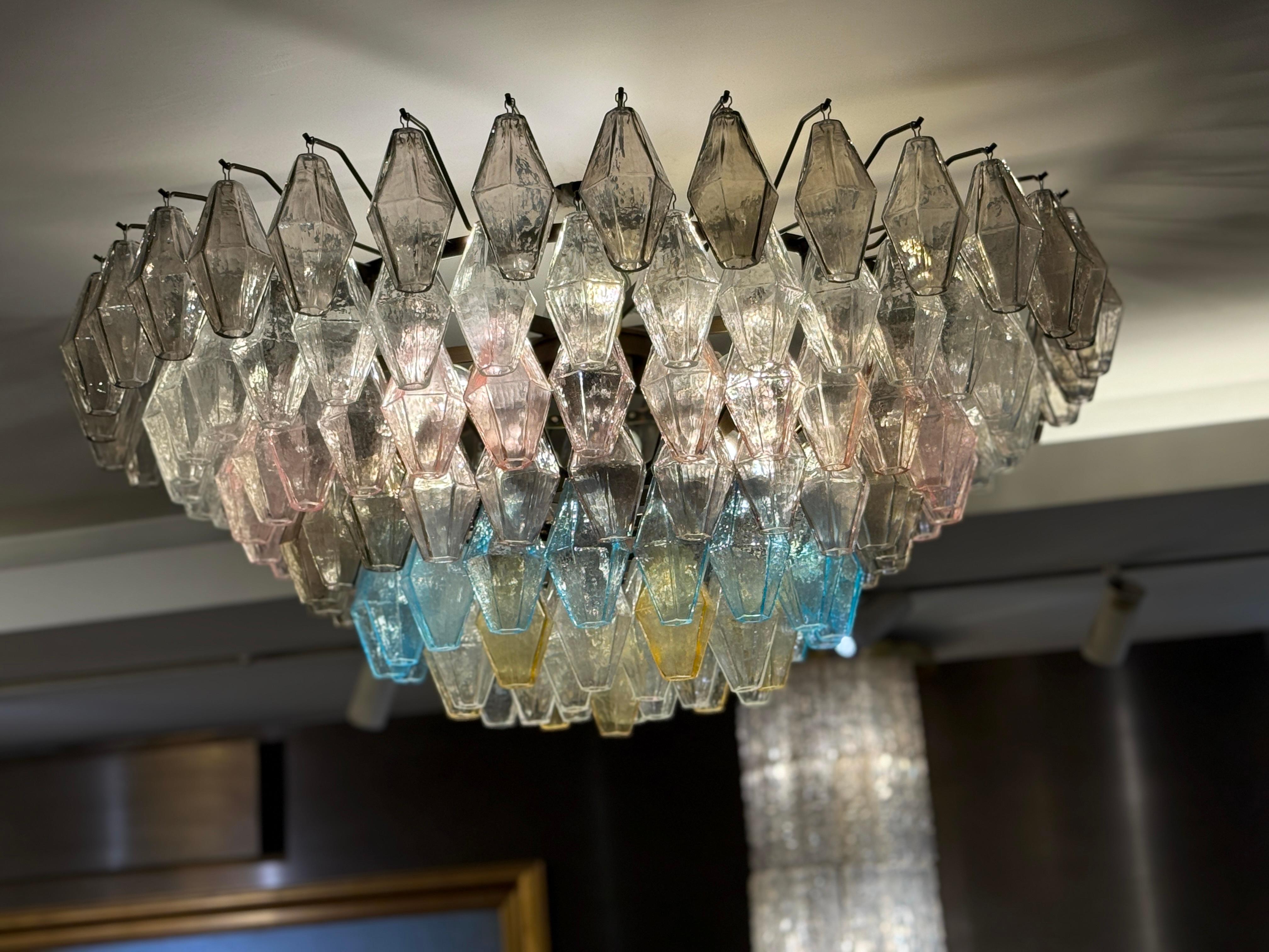Grand Poliedri Multicolore  Chandelier ou plafonnier en verre de Murano en vente 8