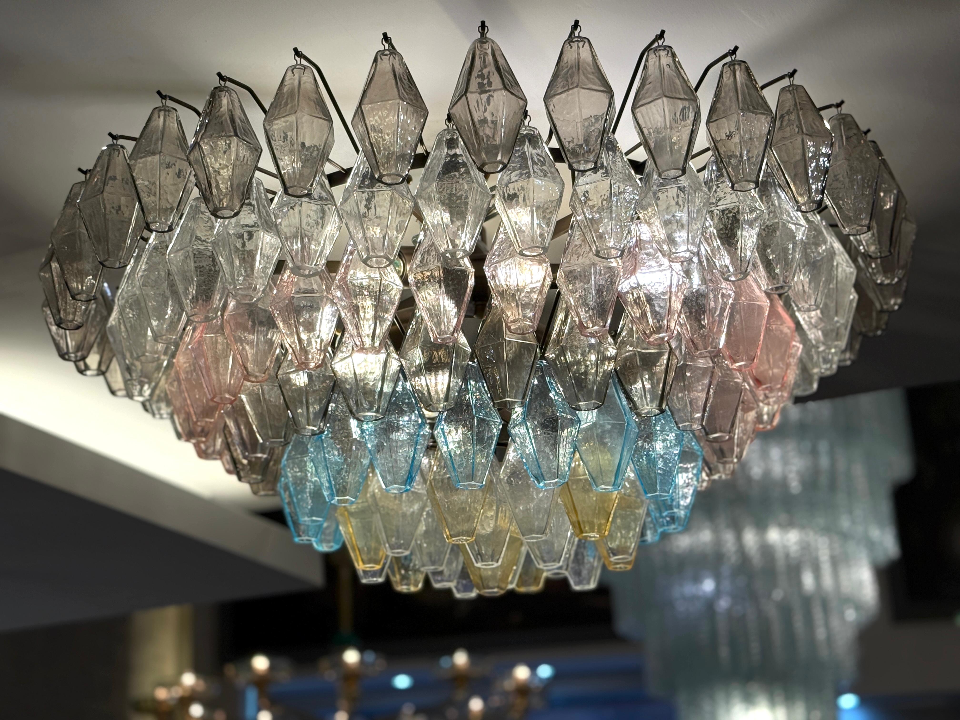 Grand Poliedri Multicolore  Chandelier ou plafonnier en verre de Murano en vente 9