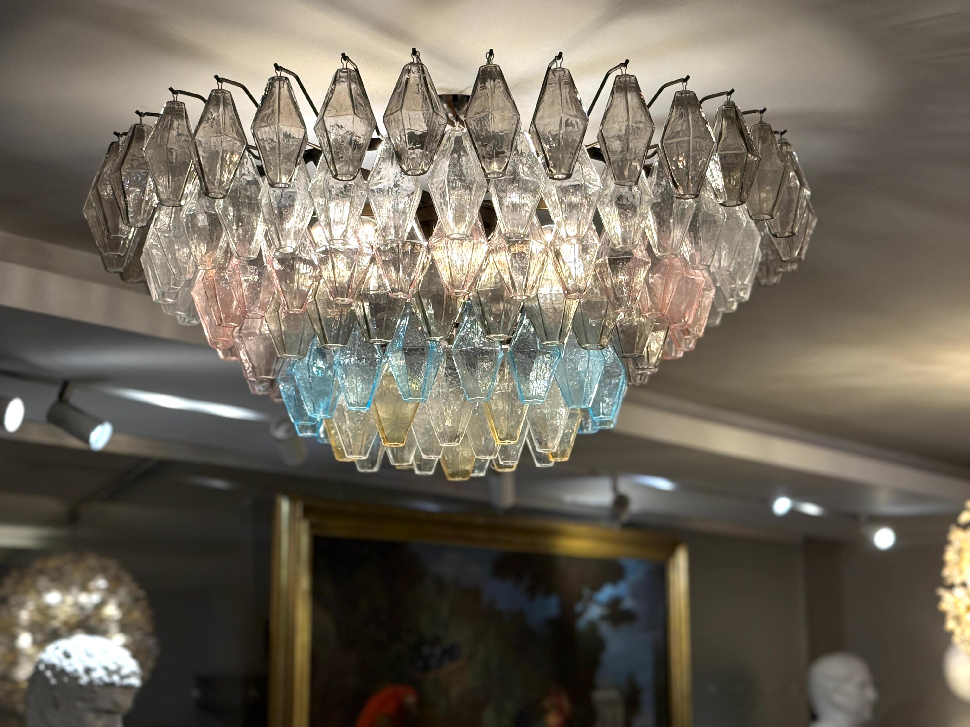 Grand Poliedri Multicolore  Chandelier ou plafonnier en verre de Murano en vente 10
