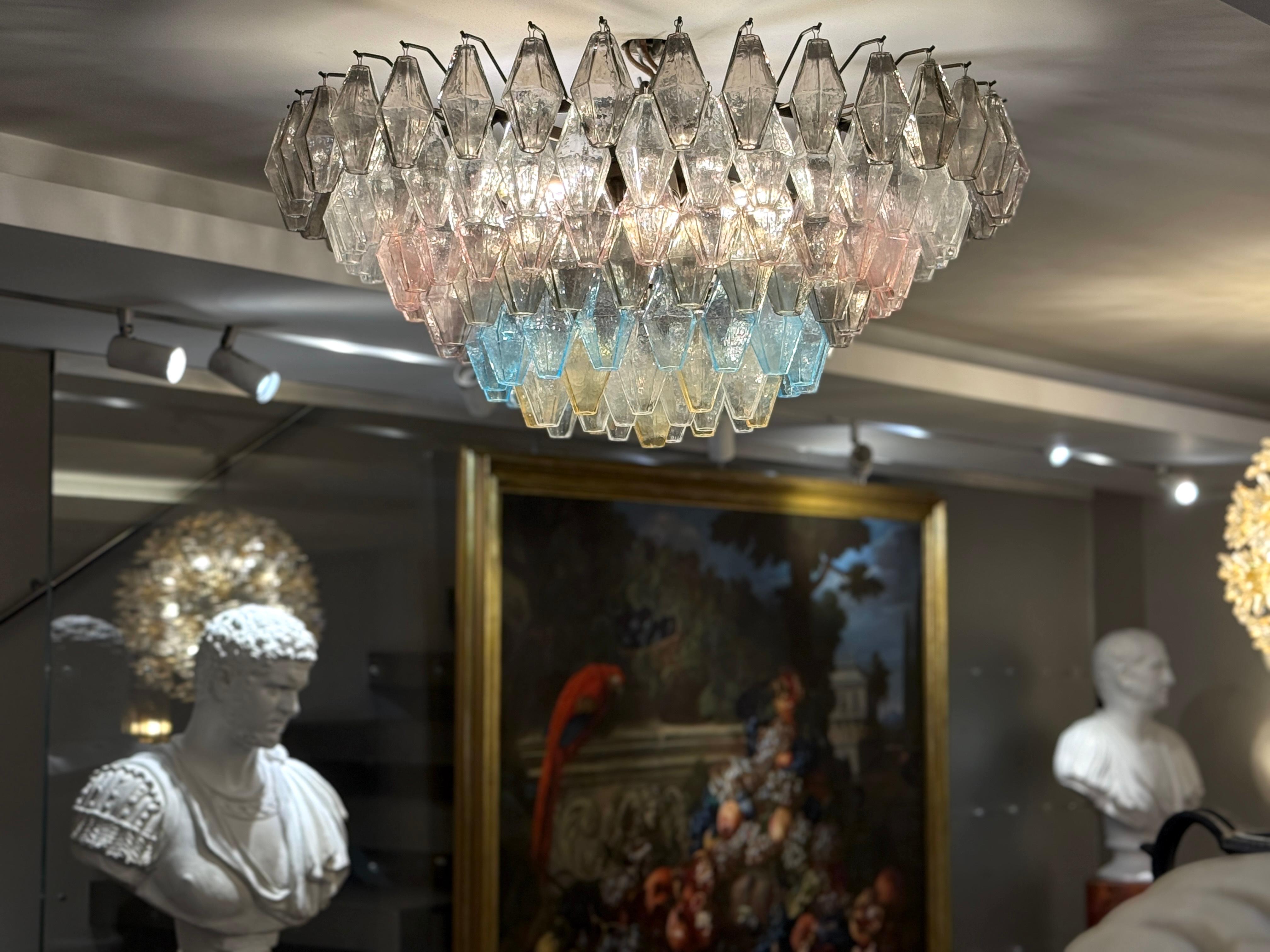 Grand Poliedri Multicolore  Chandelier ou plafonnier en verre de Murano en vente 11