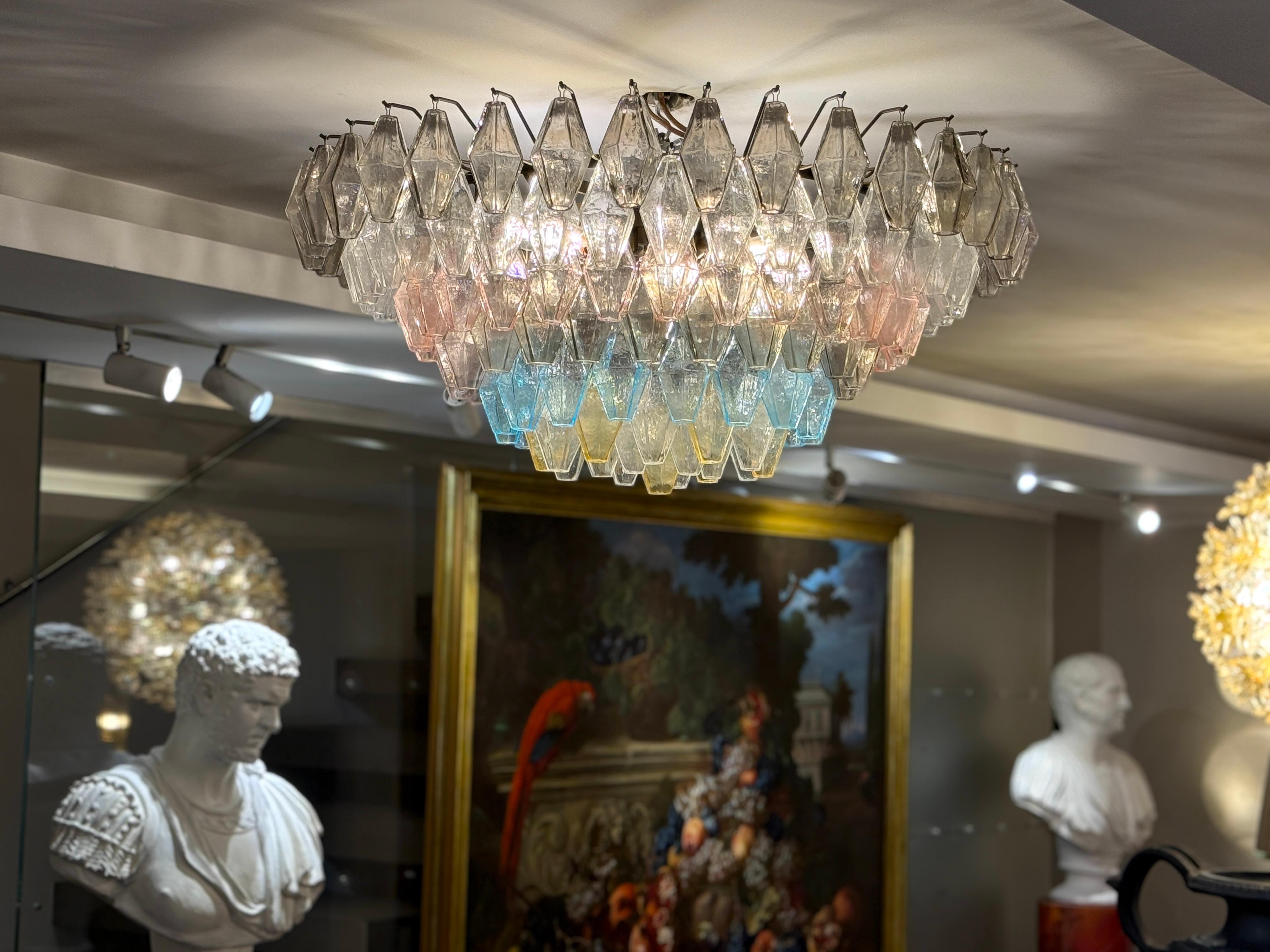 Grand Poliedri Multicolore  Chandelier ou plafonnier en verre de Murano en vente 12