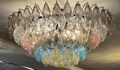 Large Poliedri Multicolor  Murano Glass Chandelier or Ceiling Light
