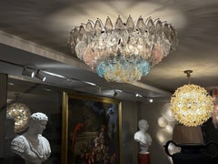 Large Poliedri Multicolor  Murano Glass Chandelier or Ceiling Light
