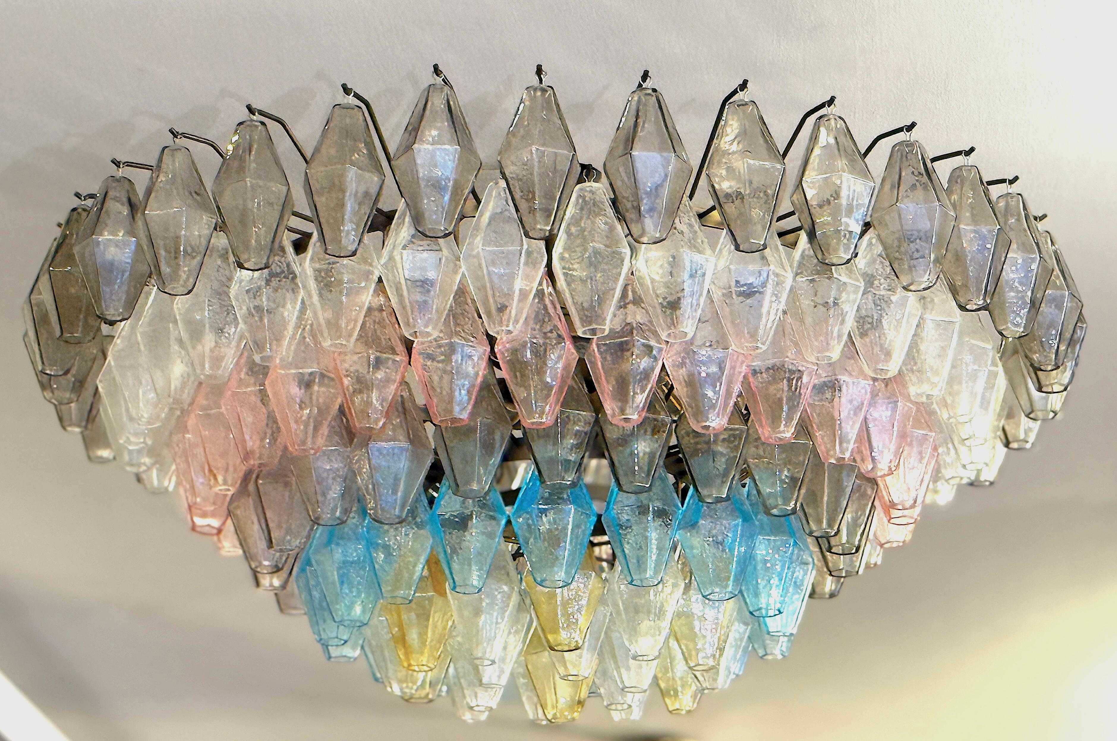 Grand Poliedri Multicolore  Chandelier ou plafonnier en verre de Murano Excellent état - En vente à Rome, IT