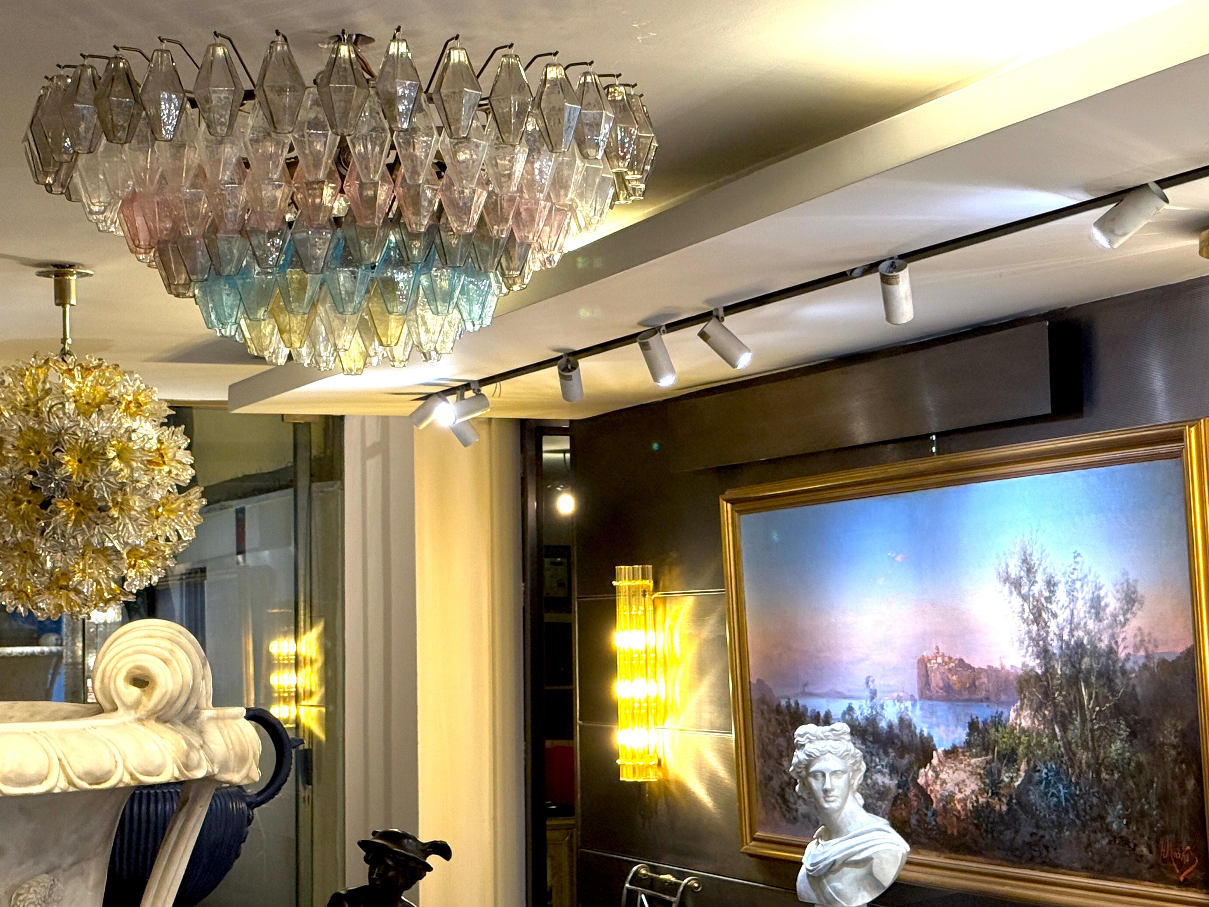 Grand Poliedri Multicolore  Chandelier ou plafonnier en verre de Murano en vente 1