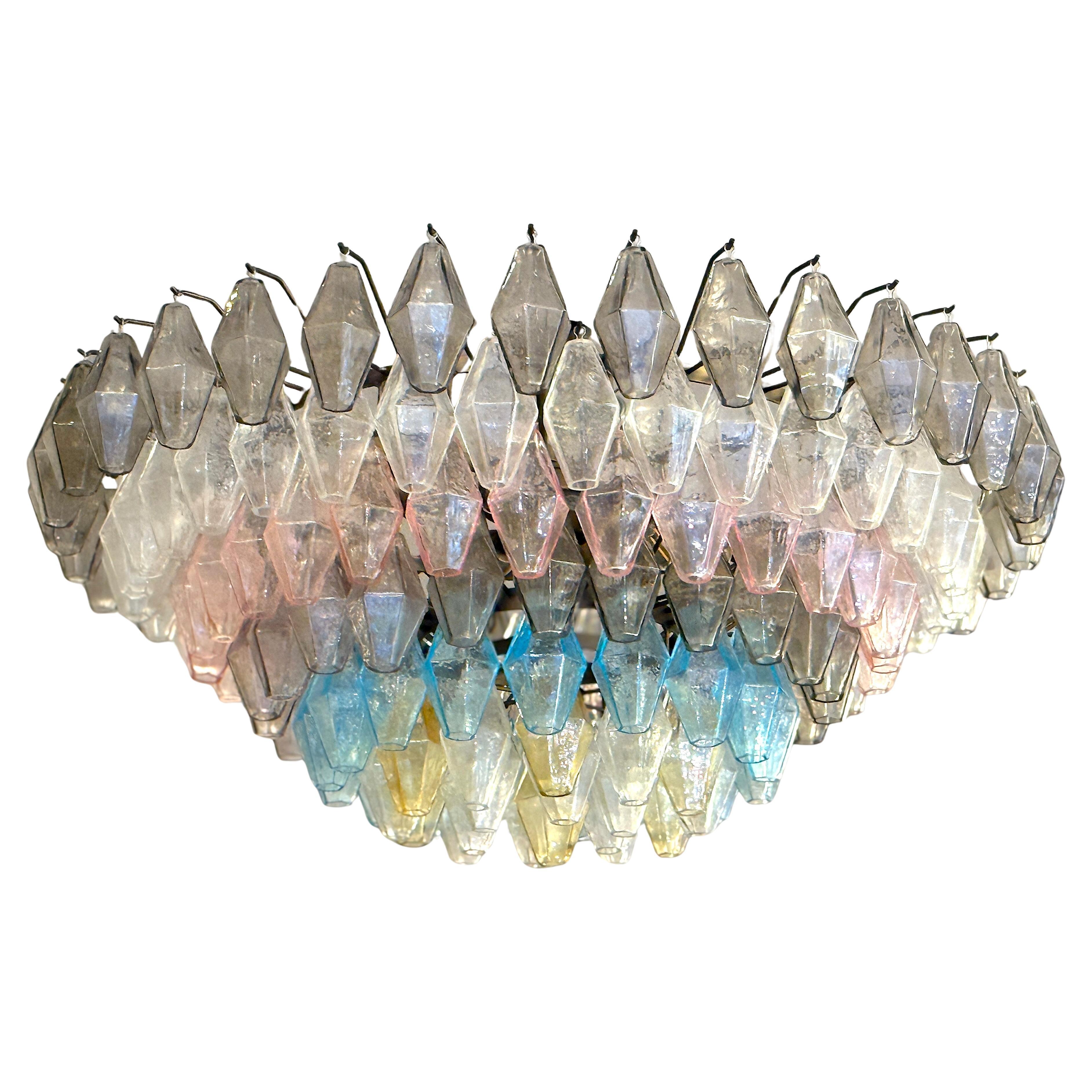 Grand Poliedri Multicolore  Chandelier ou plafonnier en verre de Murano en vente