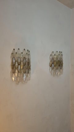 Large Poliedri wall sconces designed by Carlo Scarpa for Venini 1958