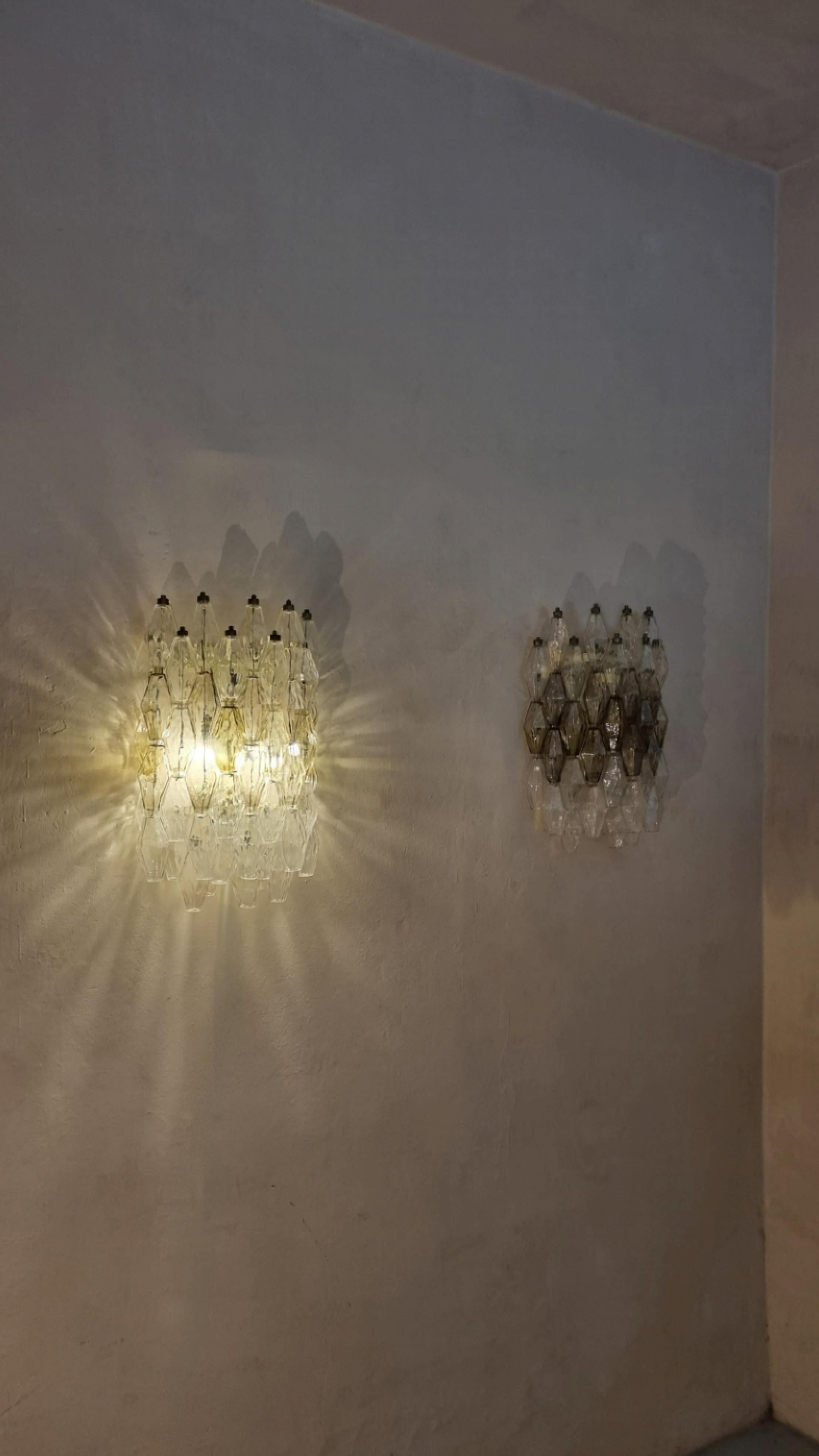 Mid-Century moderno Large Poliedri wall sconces designed by Carlo Scarpa for Venini 1958 in vendita
