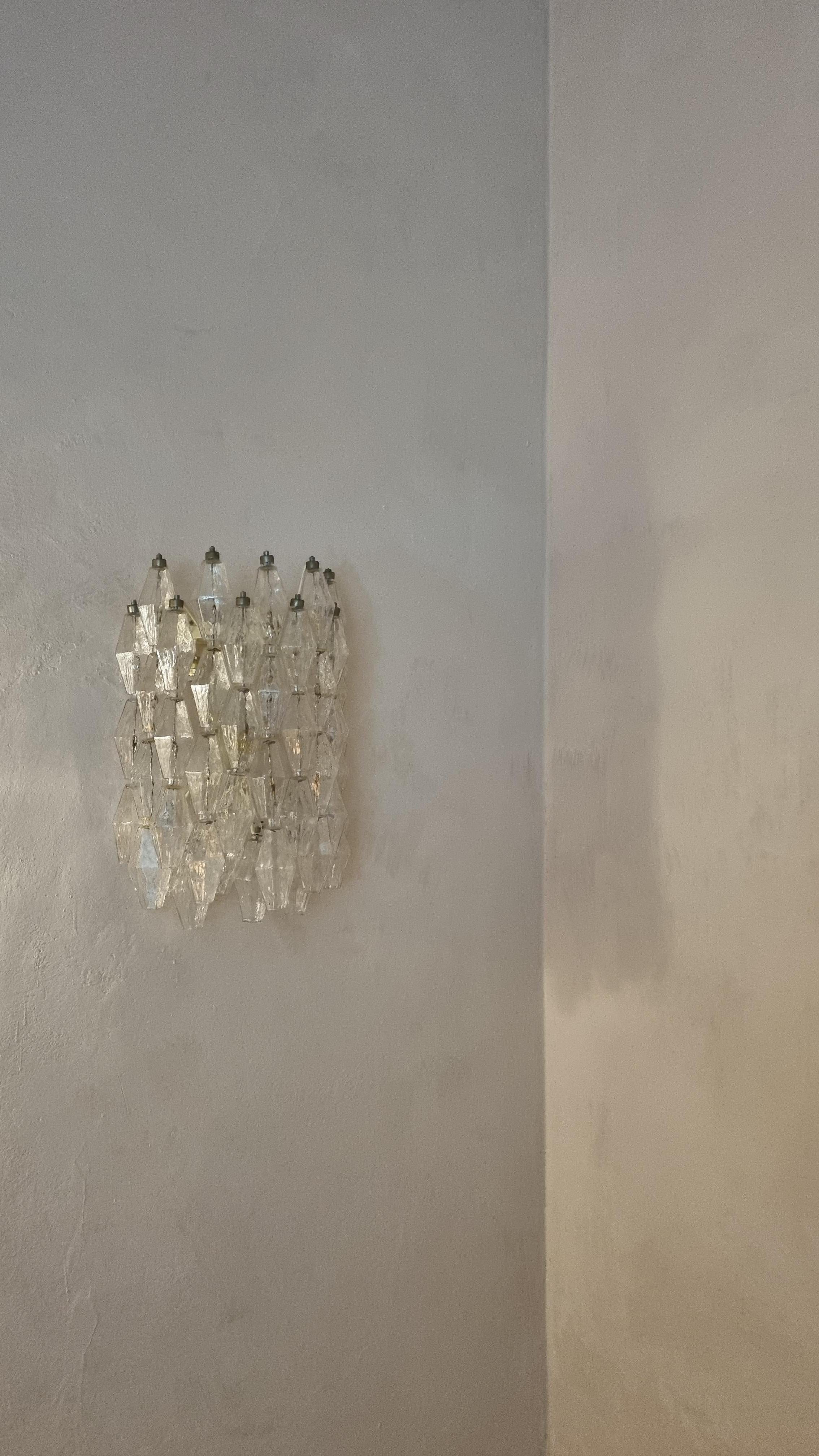 Verre brun Grandes appliques murales Poliedri conçues par Carlo Scarpa pour Venini 1961 en vente