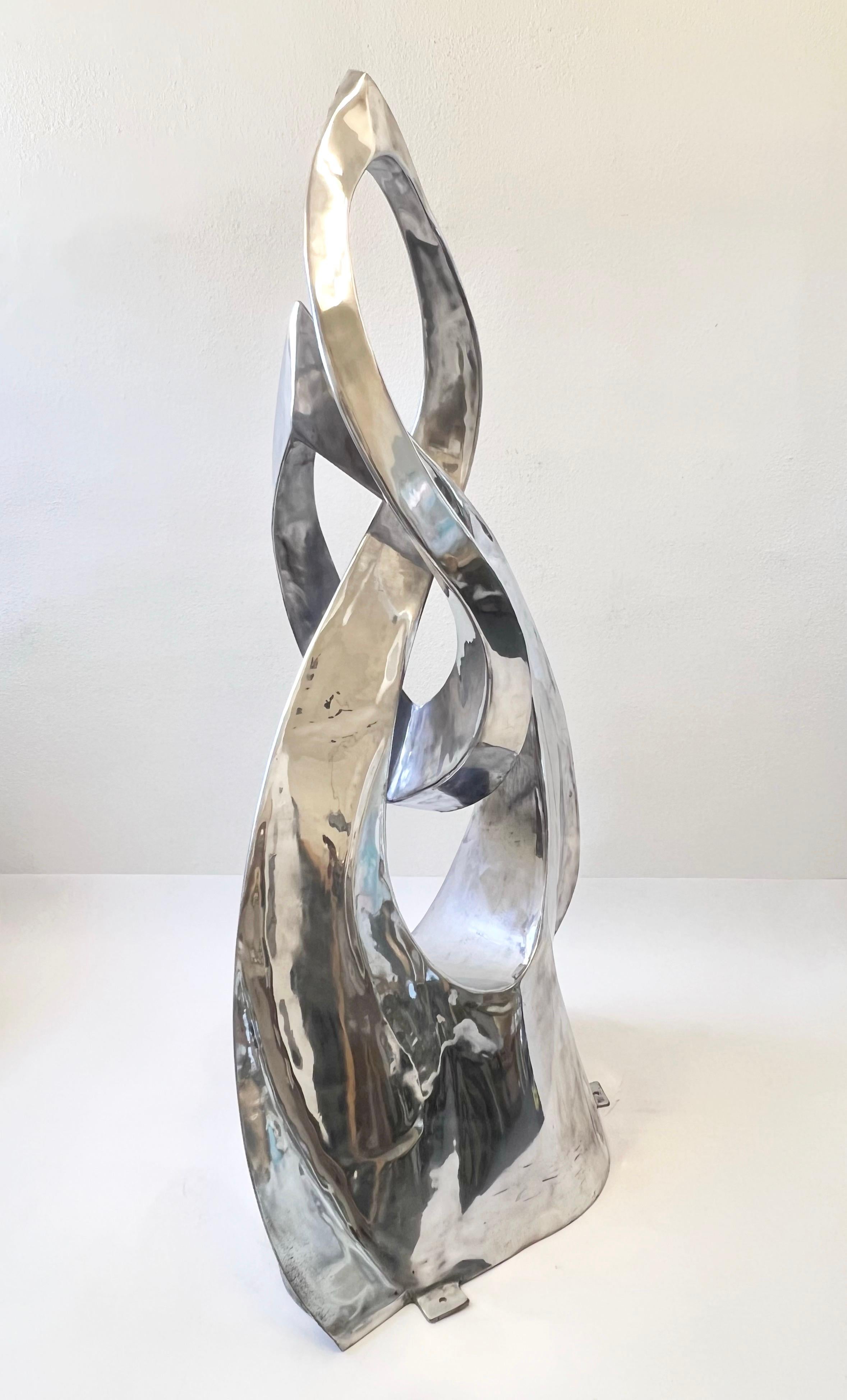 Modern Large Polished Aluminum Freeform Abstract Sculpture by Bill Keating  For Sale