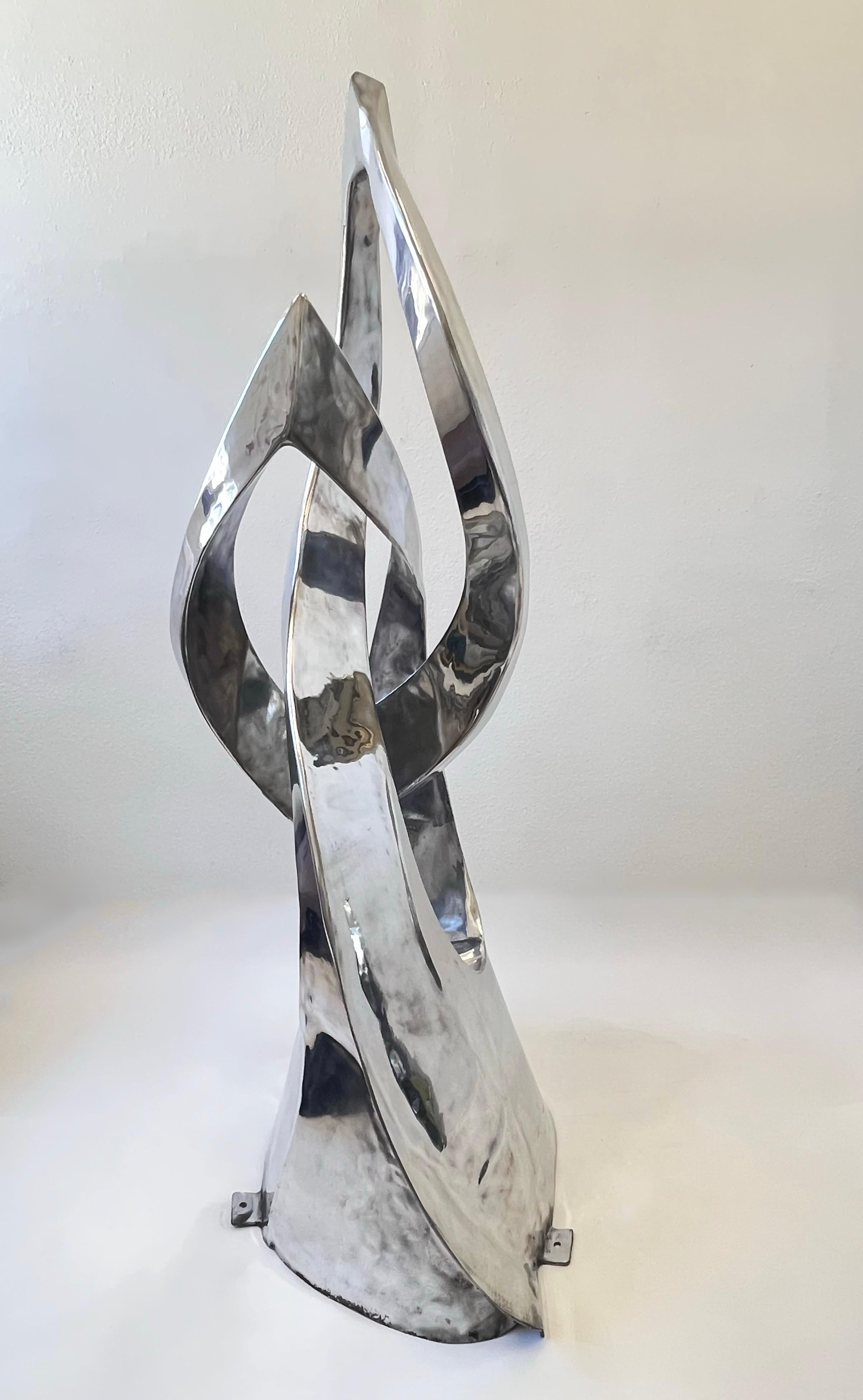 Large Polished Aluminum Freeform Abstract Sculpture by Bill Keating  In Good Condition For Sale In Palm Springs, CA